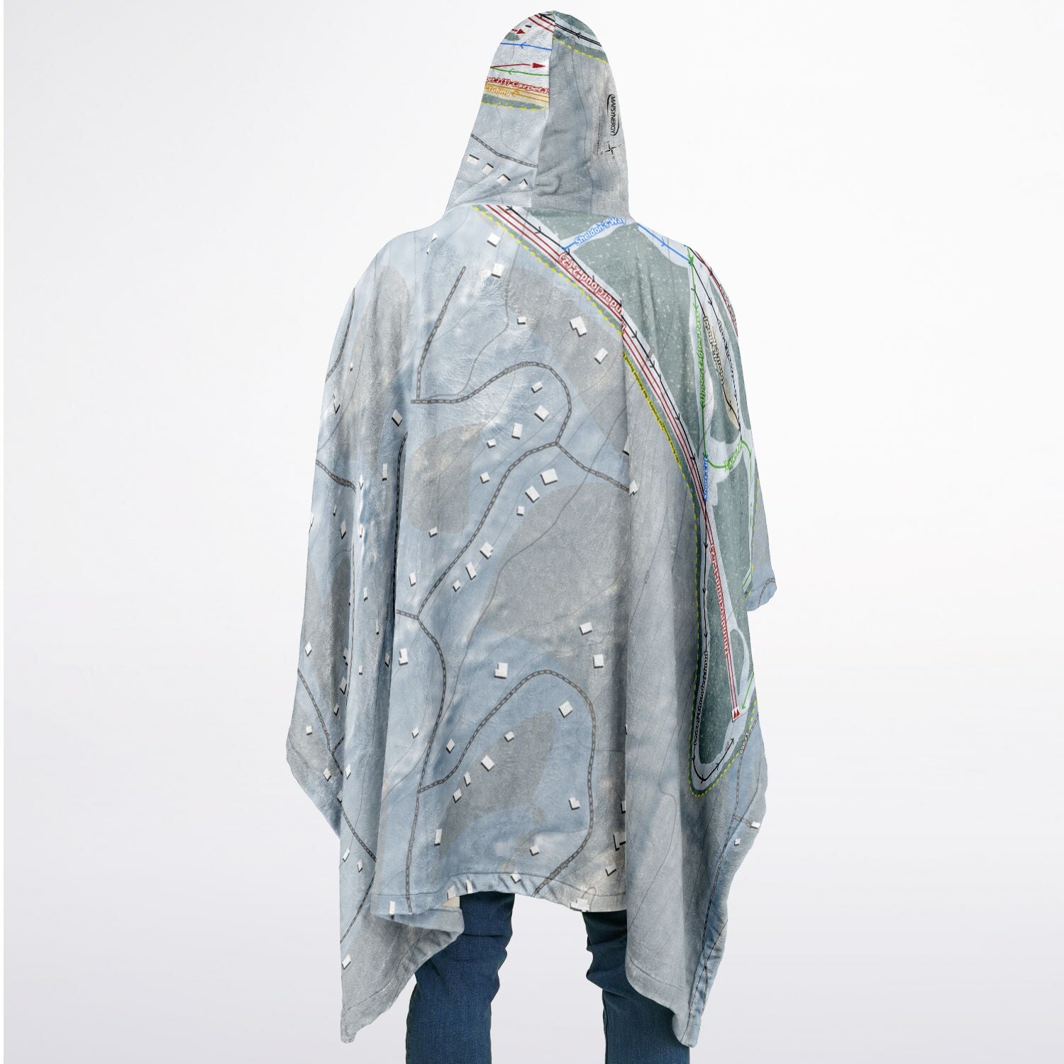 Ski Big Bear, Pennsylvania Ski Resort Map Flannel Blanket Poncho