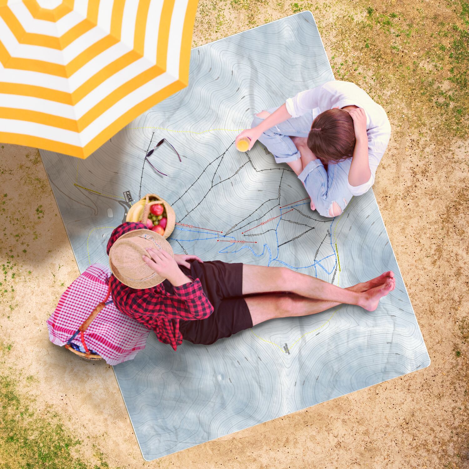 Porters, New Zealand Ski Resort Map Printed Beach Towel