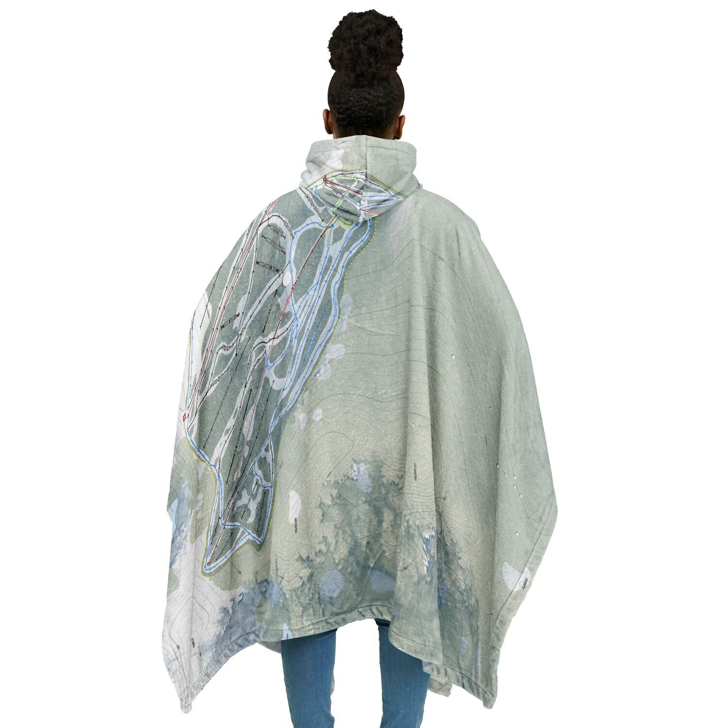 Ski Santa Fe, New Mexico Ski Resort Map Flannel Blanket Poncho