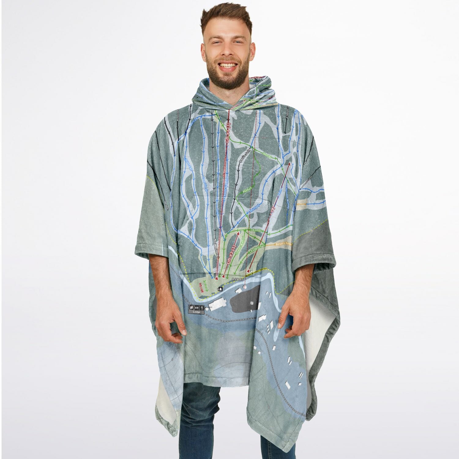 Sipapu, New Mexico Ski Resort Map Flannel Blanket Poncho