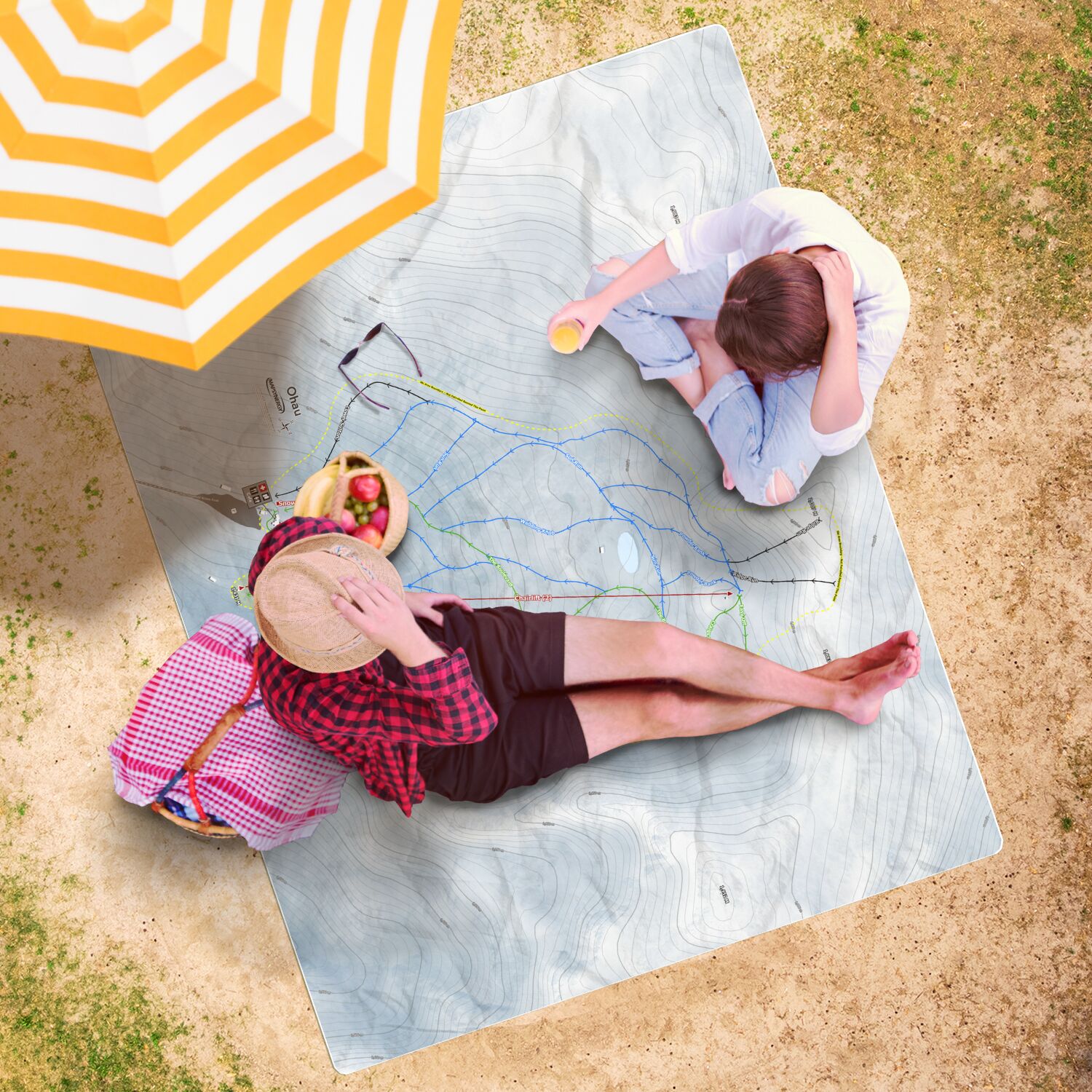 Ohau, New Zealand Ski Resort Map Printed Beach Towel