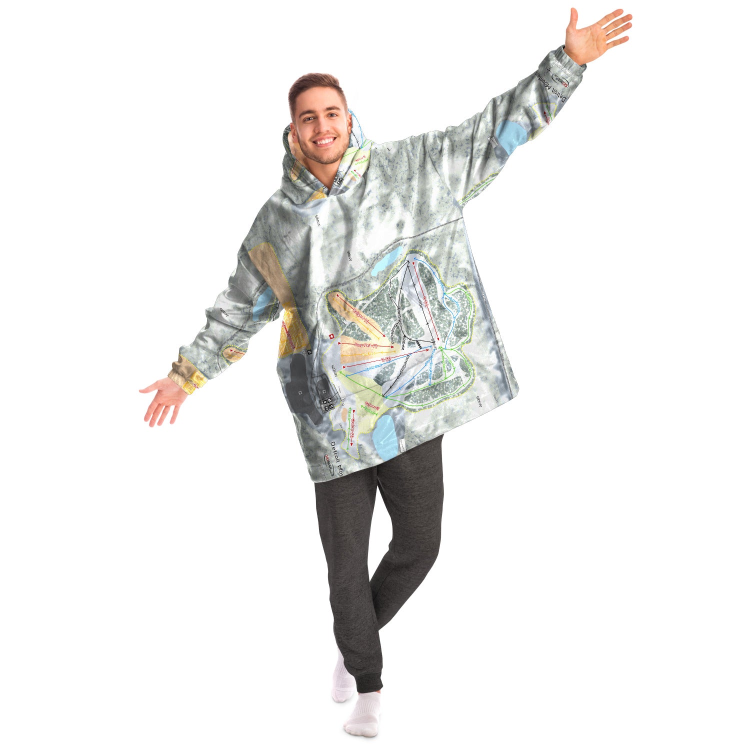 Detroit Mountain, Minnesota Ski Trail Map Snug Hoodie