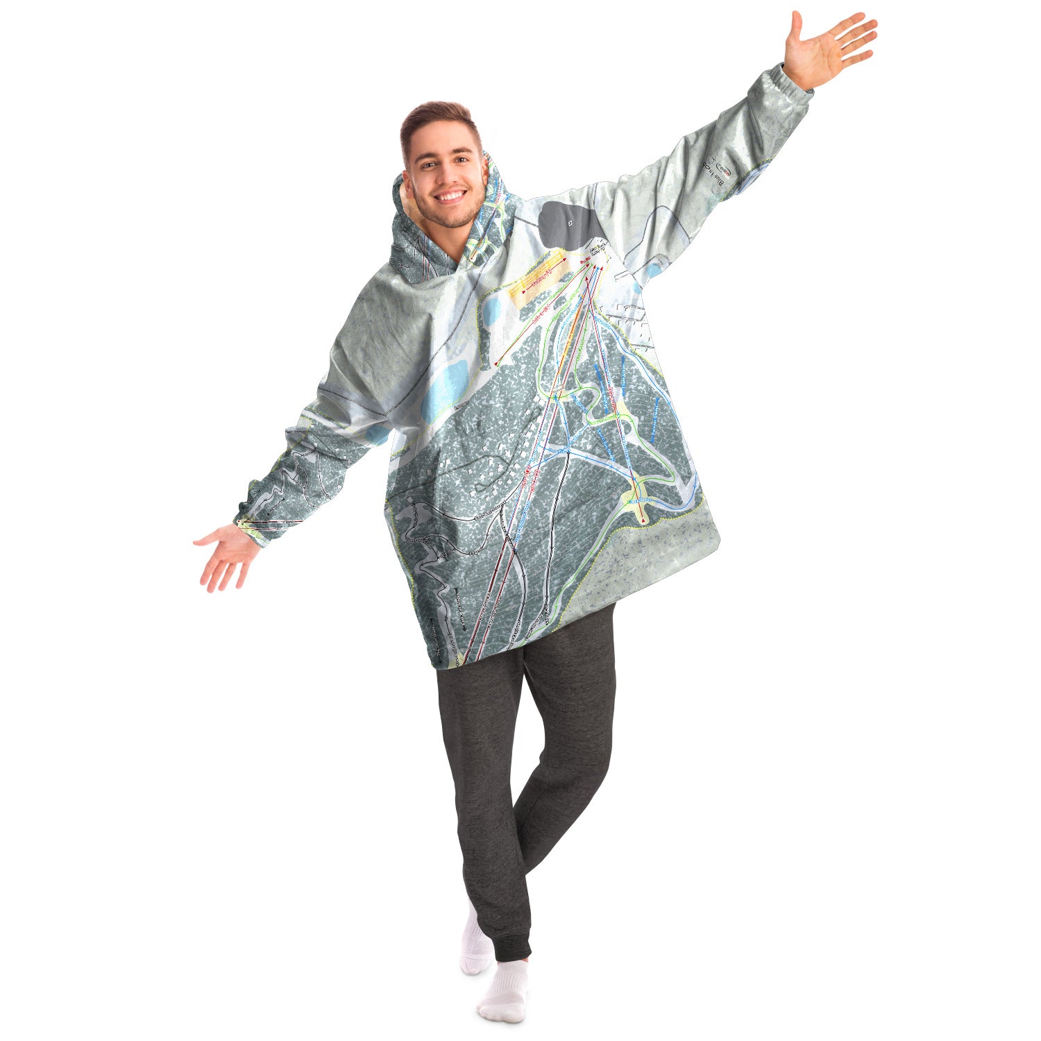 Blue Knob, Pennsylvania Ski Trail Map Snug Hoodie