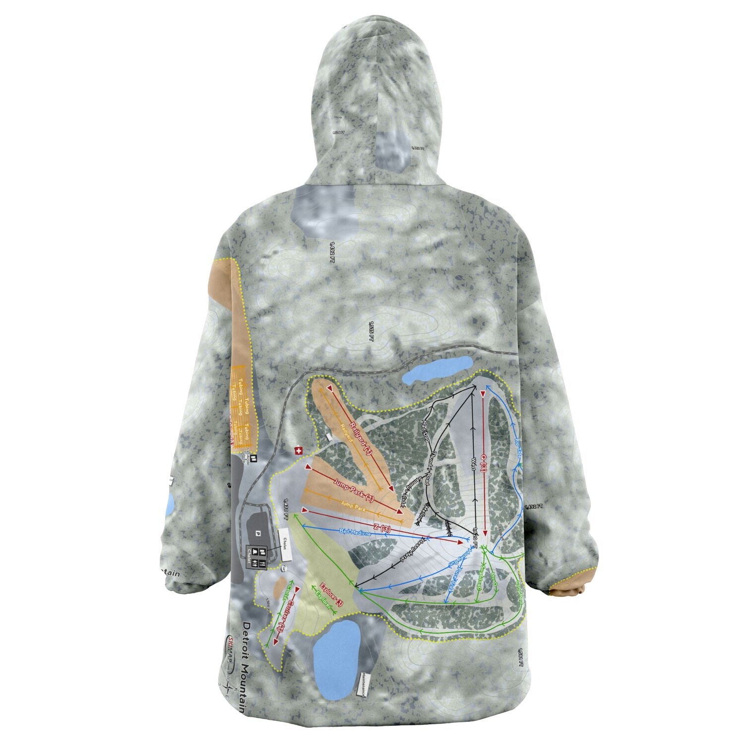 Detroit Mountain, Minnesota Ski Trail Map Snug Hoodie