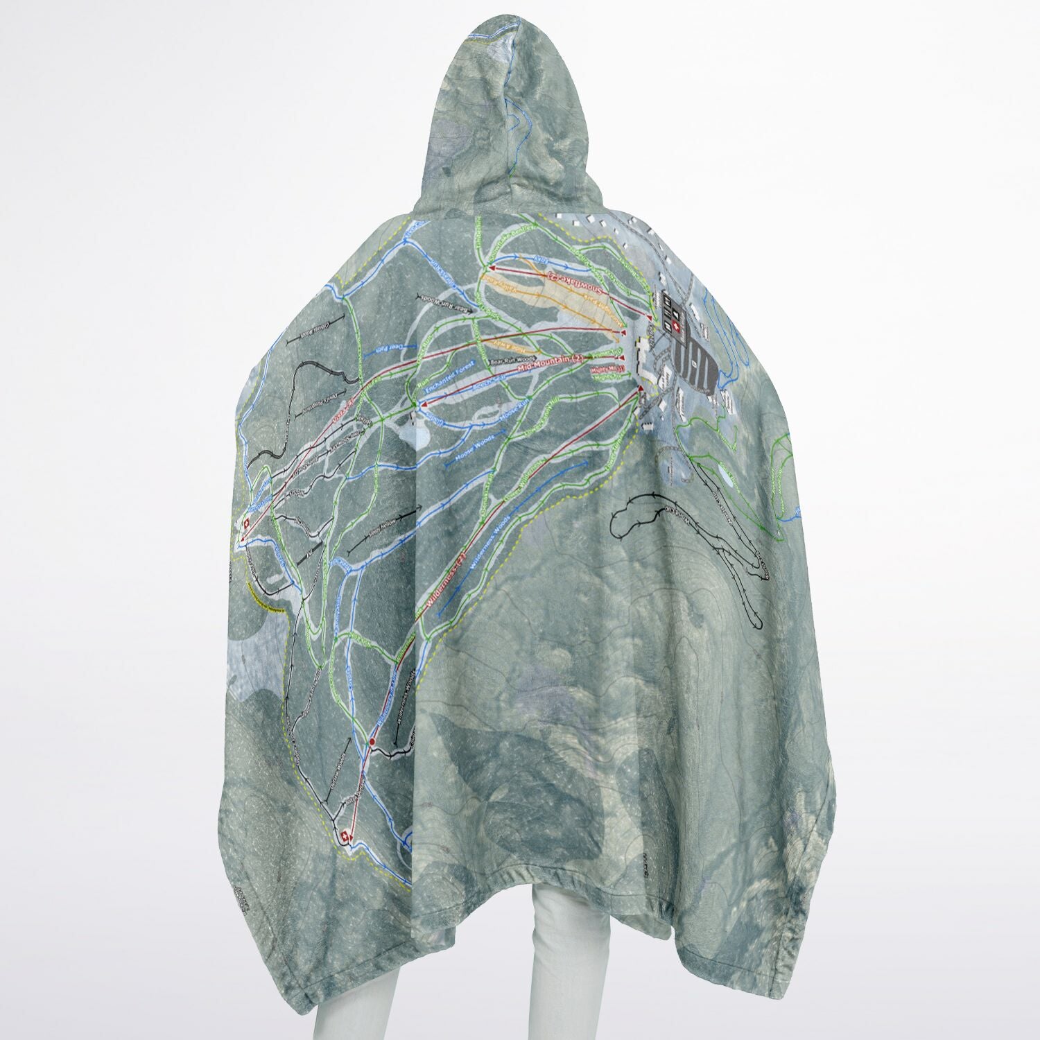 Bolton Valley, Vermont Ski Resort Map Flannel Blanket Poncho
