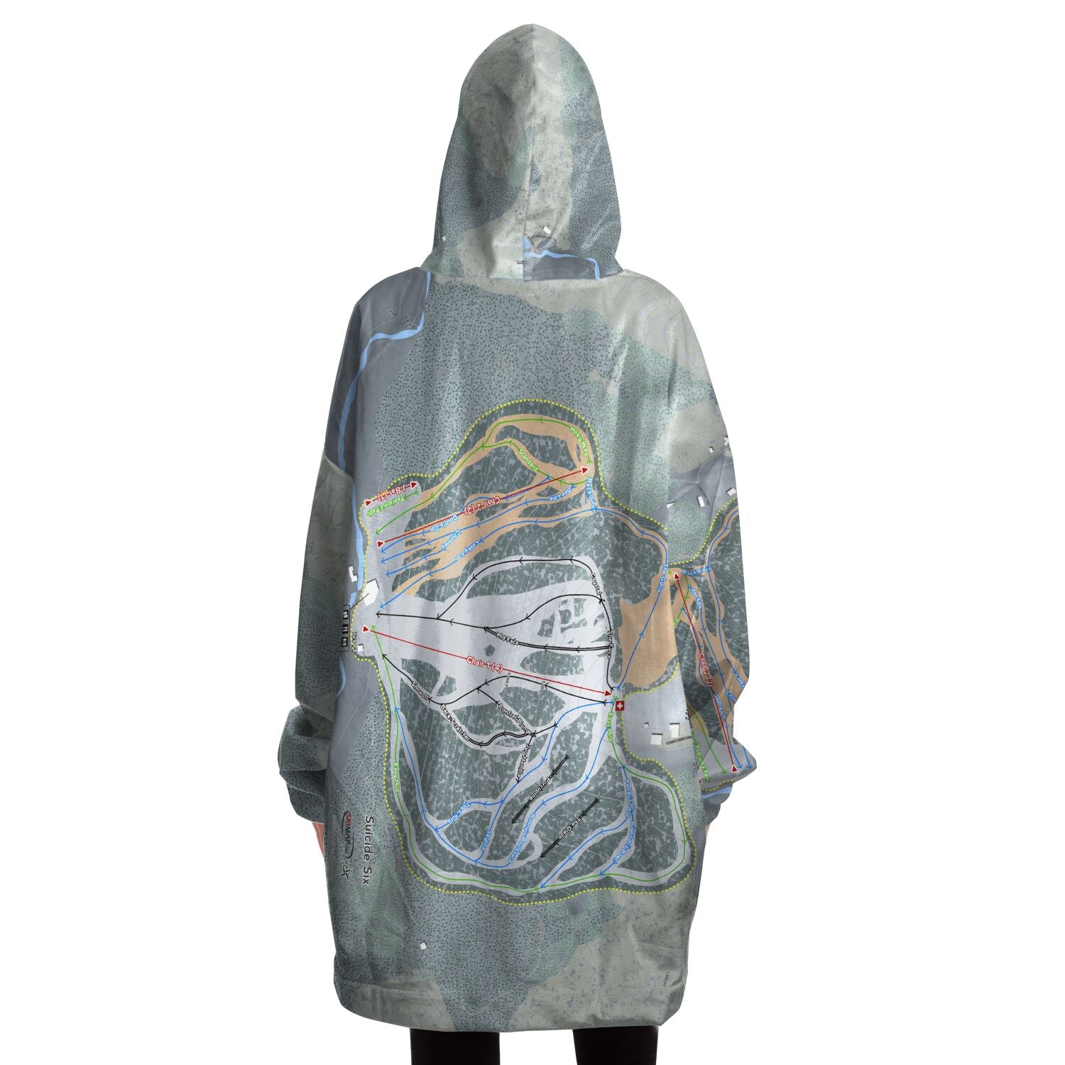 Suicide Six, Vermont Ski Trail Map - Snug Hoodie