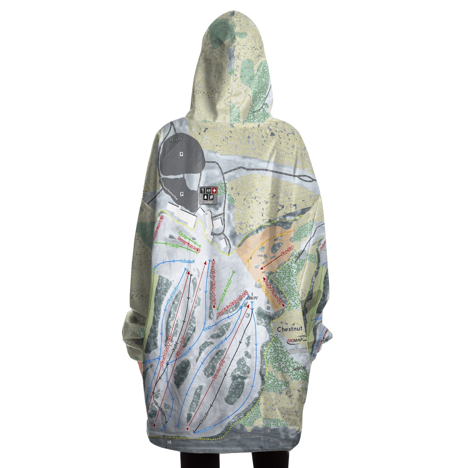 Chestnut Mountain, Illinois Ski Trail Map - Snug Hoodie
