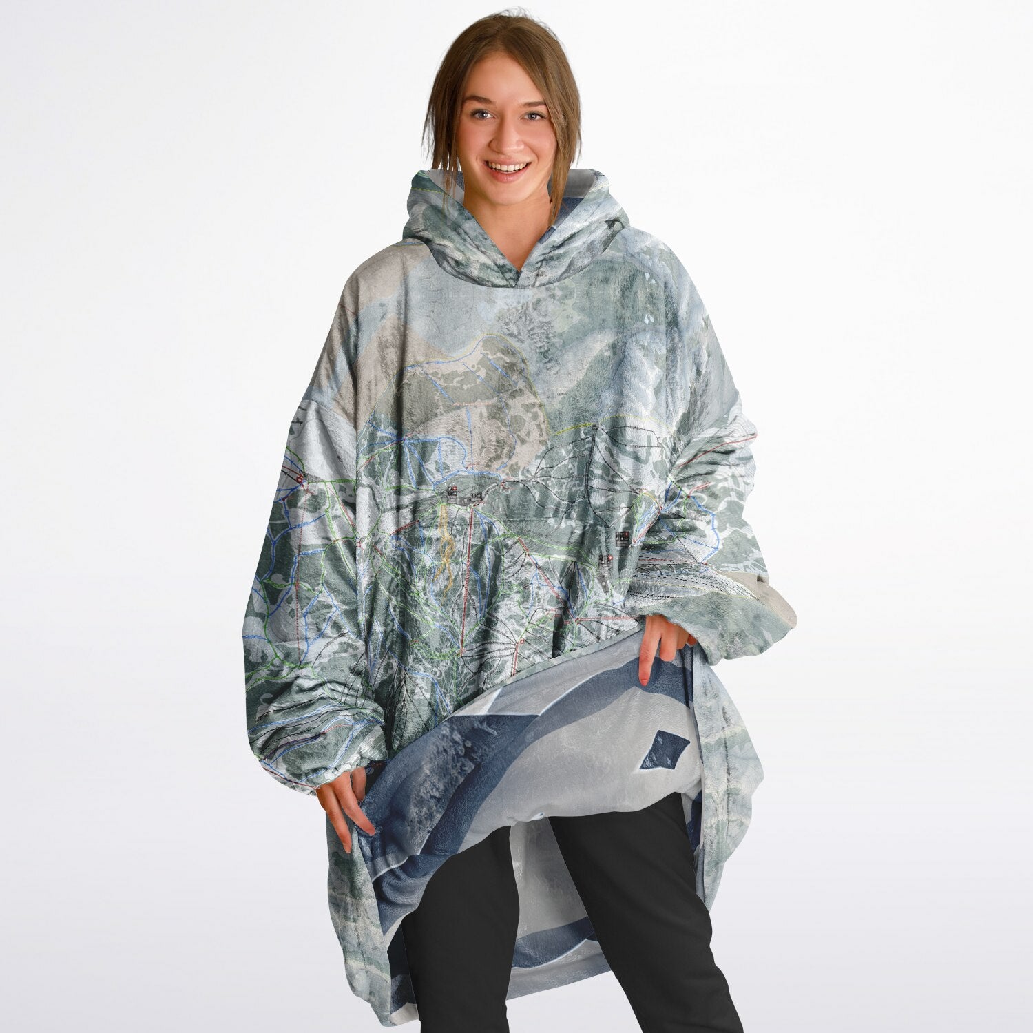 Powder Mountain, Utah Ski Resort Map Reversible Snug Hoodie