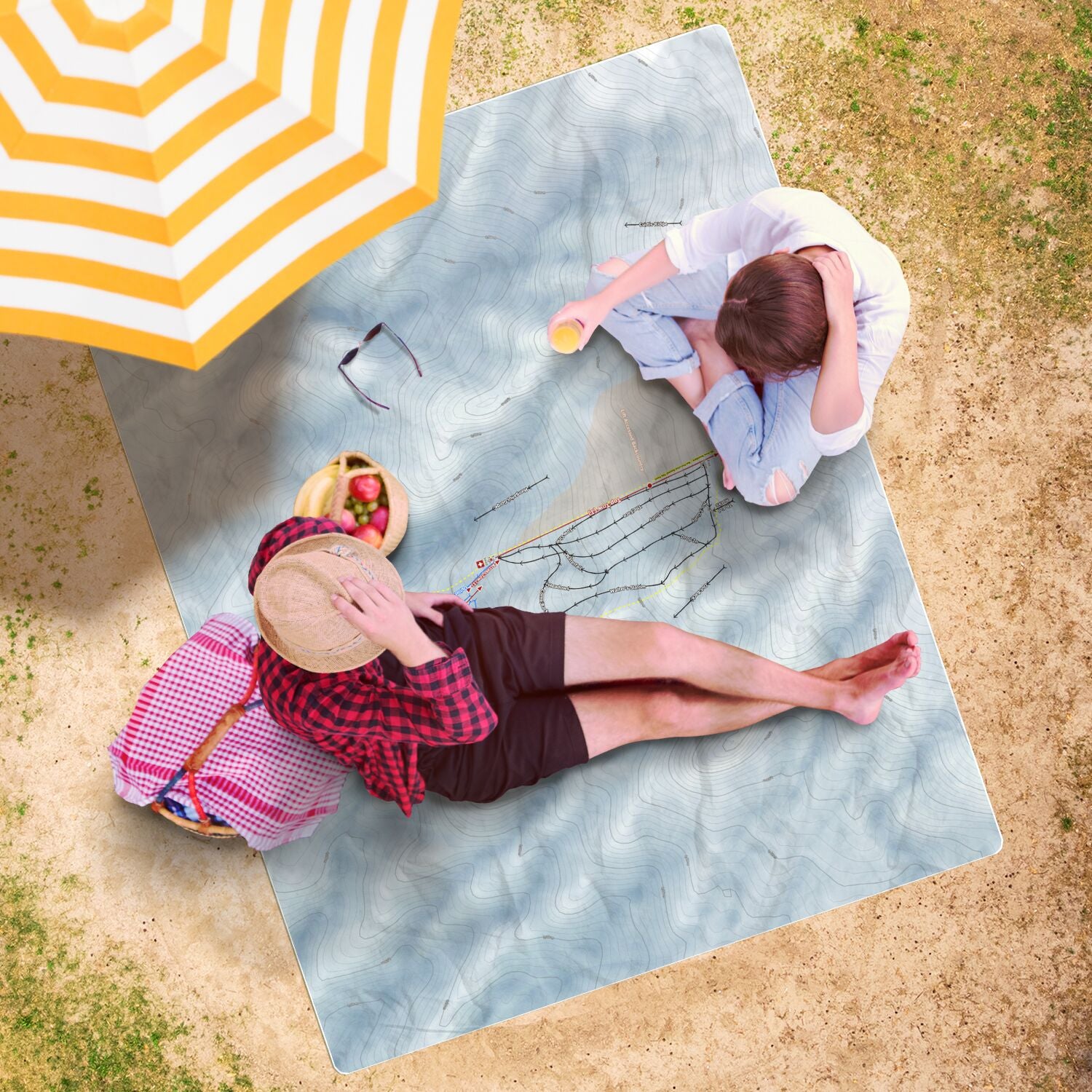 Manganui, New Zealand Ski Resort Map Printed Beach Towel