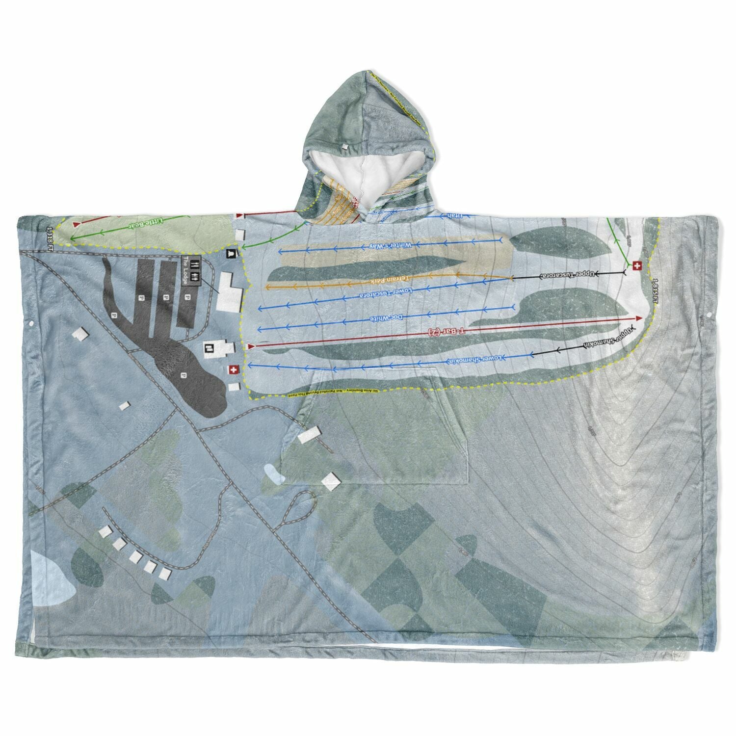Tussey Mountain, Pennsylvania Ski Resort Map Flannel Blanket Poncho