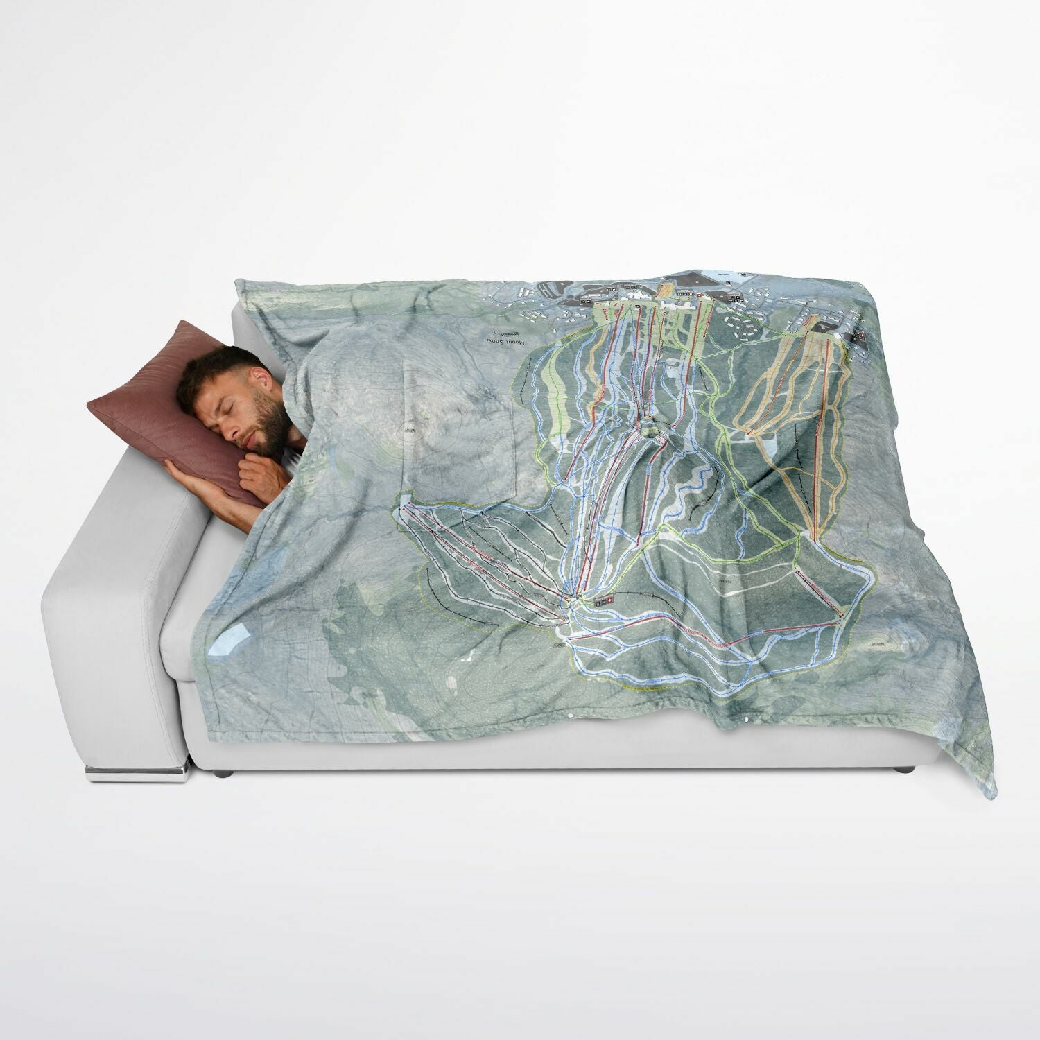 Mount Snow, Vermont Ski Resort Map Flannel Blanket Poncho
