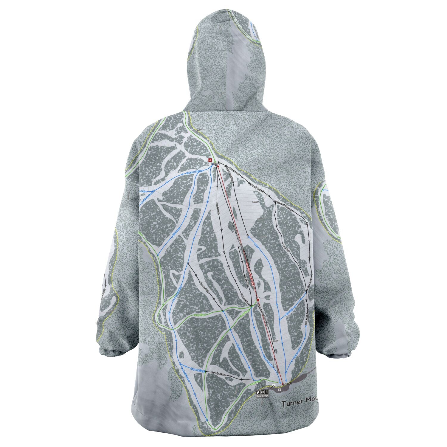 Turner Mountain, Montana Ski Trail Map Snug Hoodie