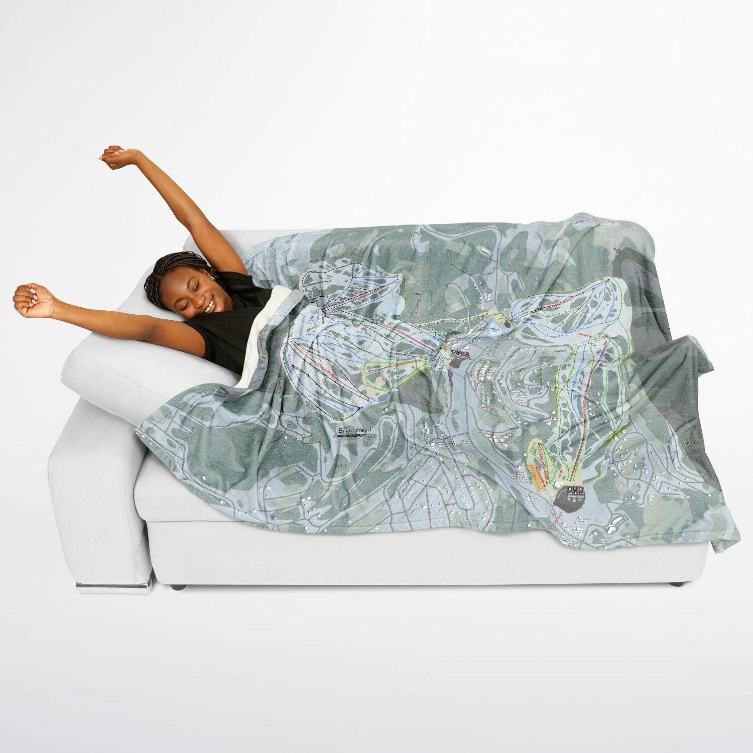 Brian Head, Utah Ski Resort Map Flannel Blanket Poncho