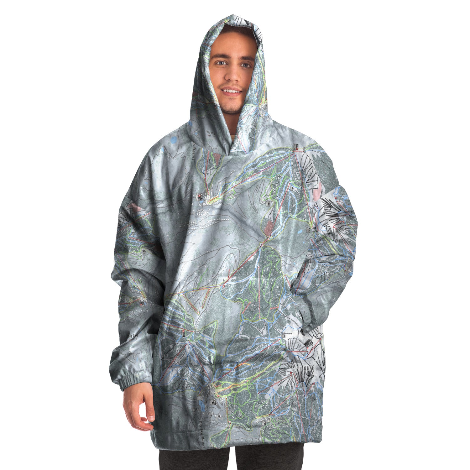 Big Sky Combo, Montana Ski Trail Map Snug Hoodie