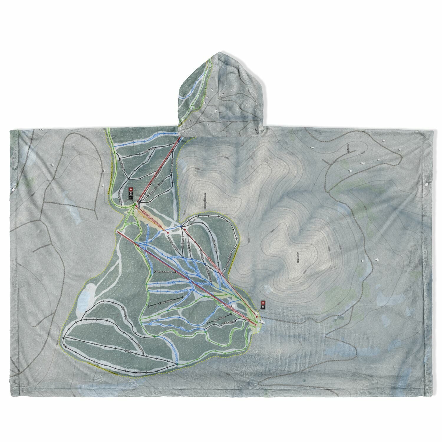 Angel Fire, New Mexico Ski Resort Map Flannel Blanket Poncho