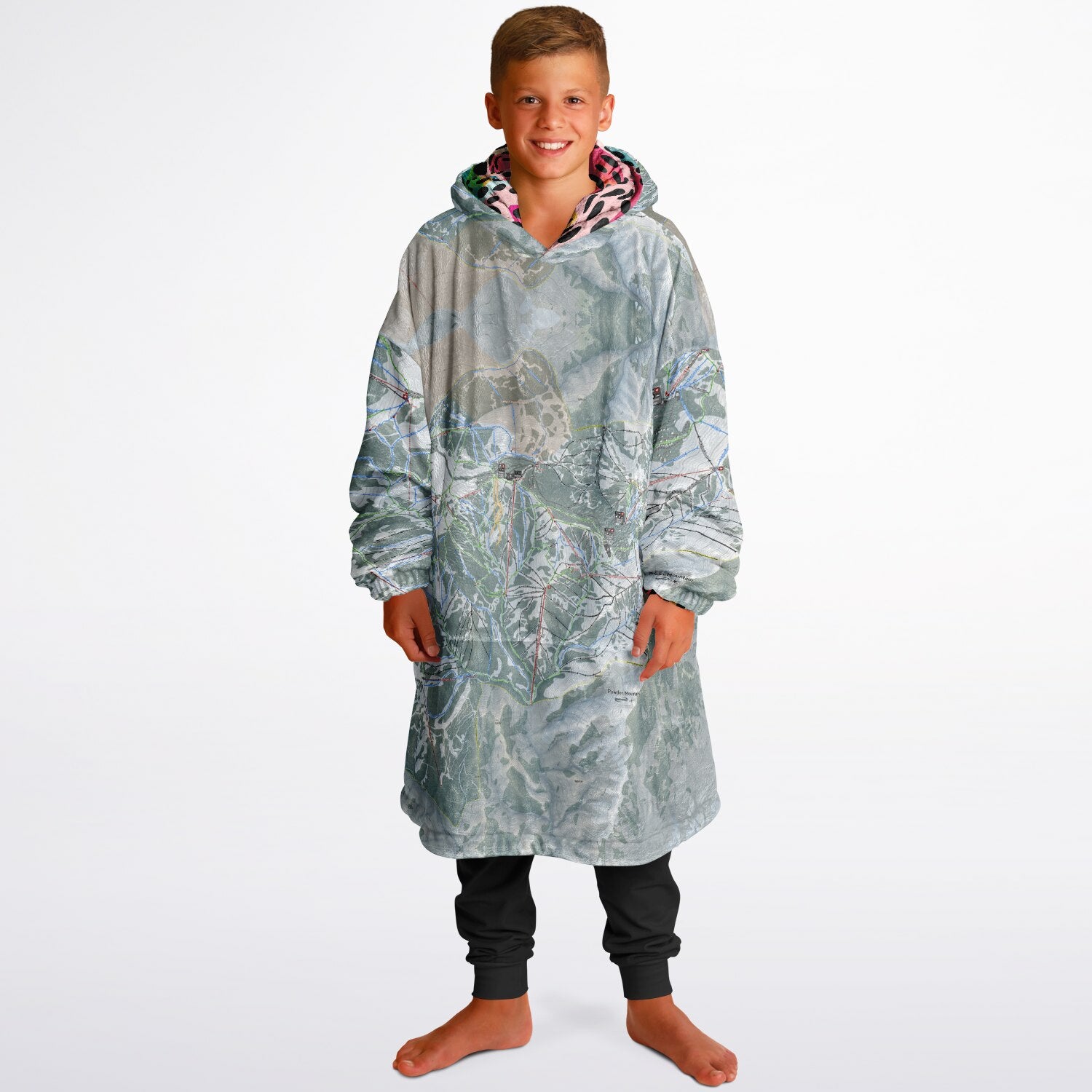 Powder Mountain, Utah Ski Resort Map Youth Reversible Snug Hoodie