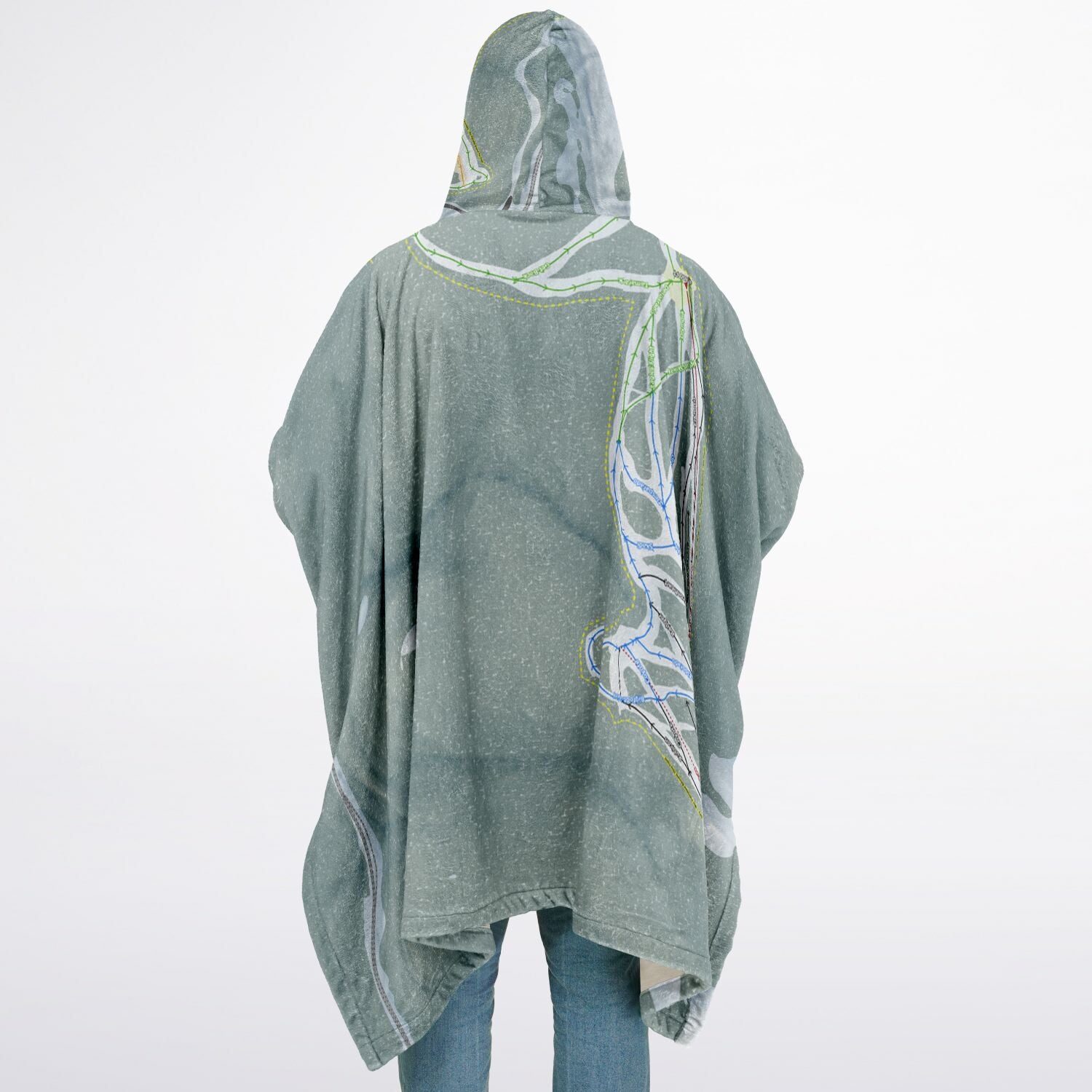 Lookout Pass, Idaho Ski Resort Map Flannel Blanket Poncho