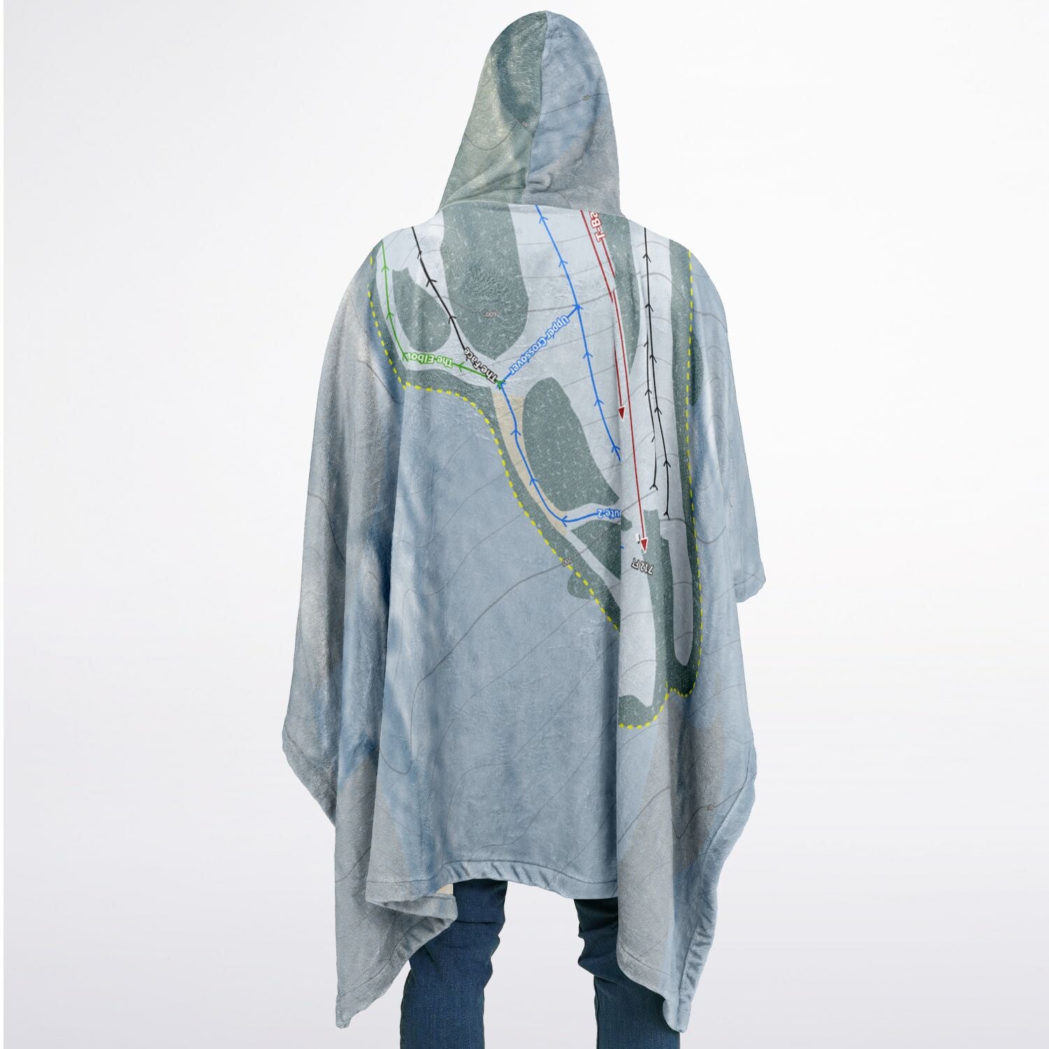 Cochrans, Vermont Ski Resort Map Flannel Blanket Poncho
