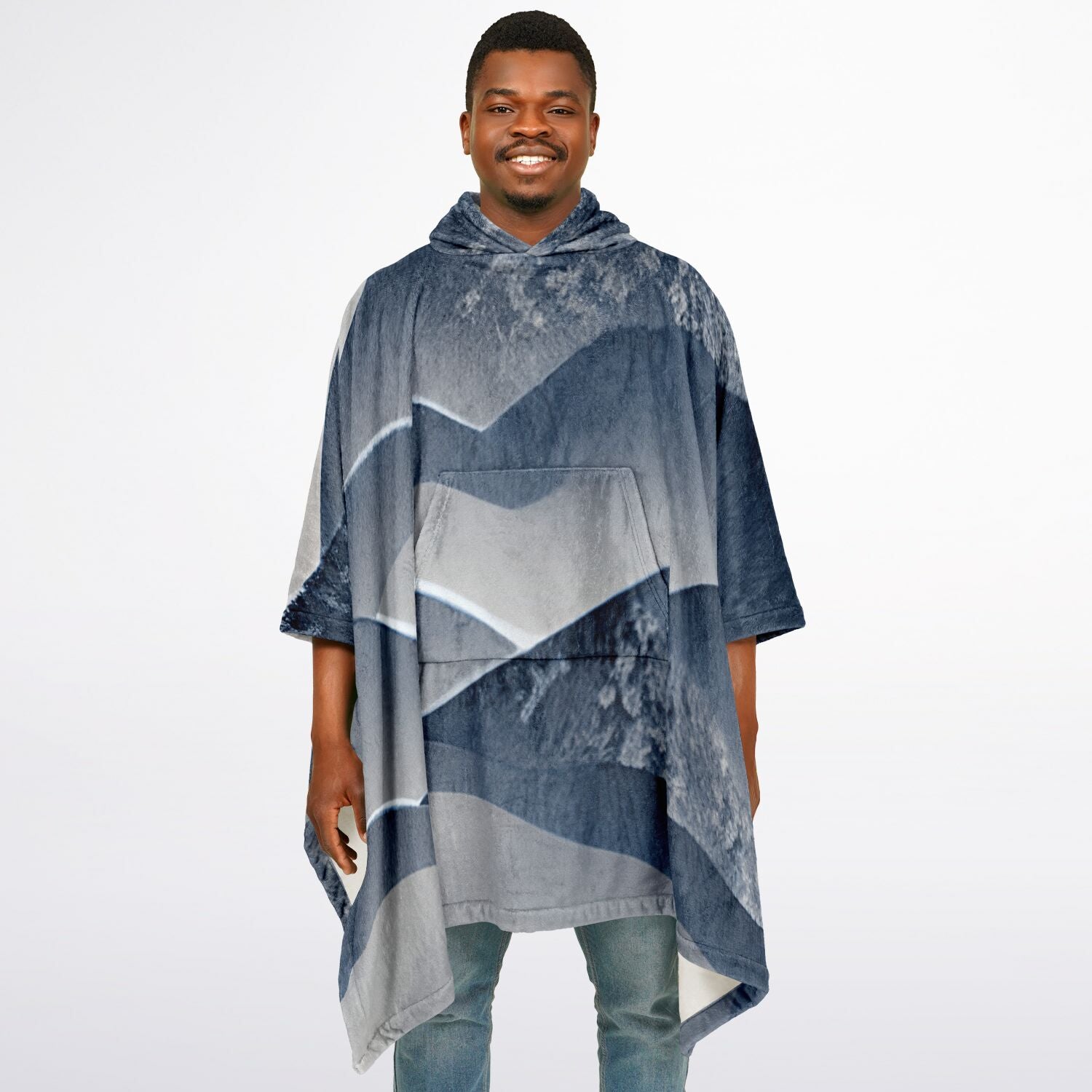 Abstract Foggy Mountain, Flannel Blanket Poncho