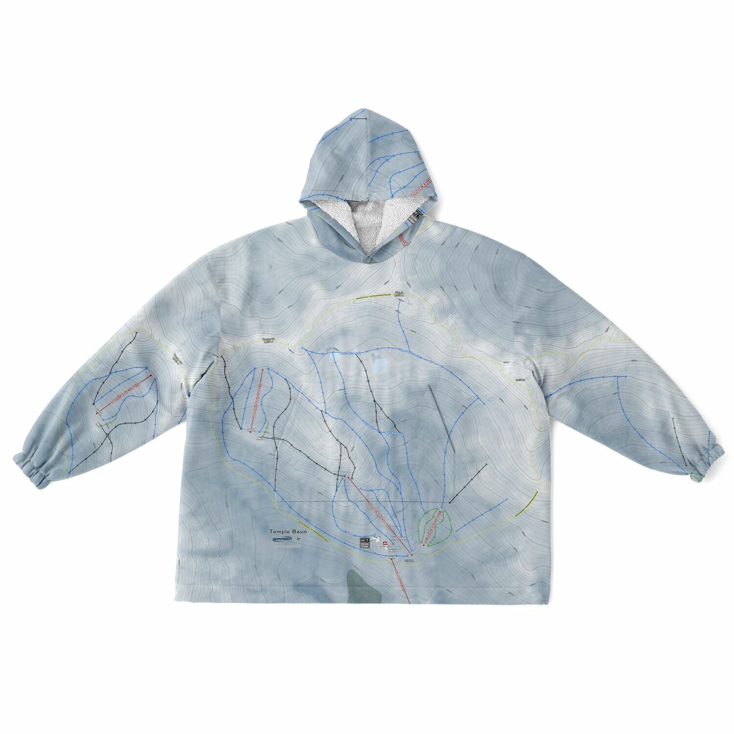 Temple Basin, New Zealand Ski Trail Map - Snug Hoodie