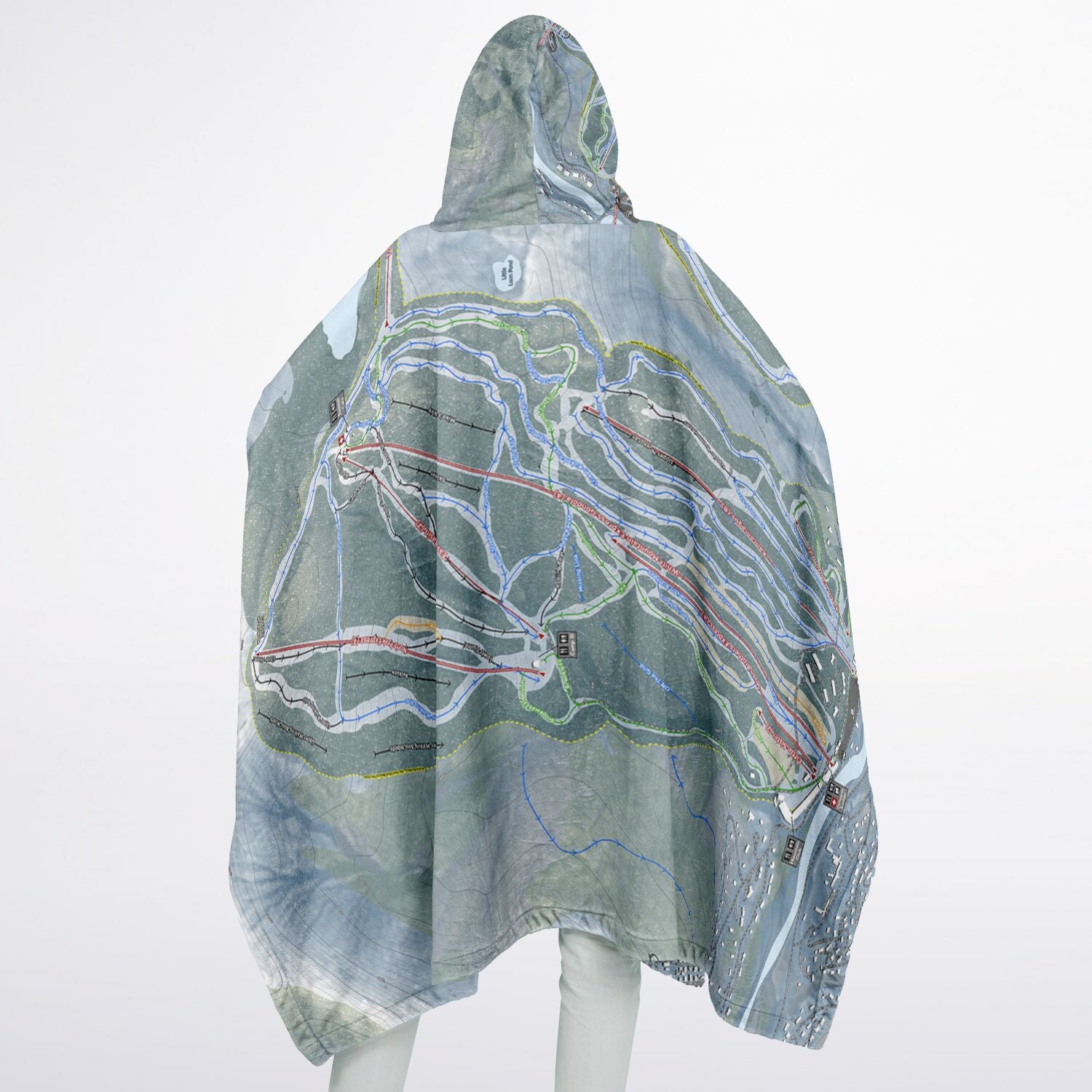 Loon Mountain, New Hampshire Ski Resort Map Flannel Blanket Poncho