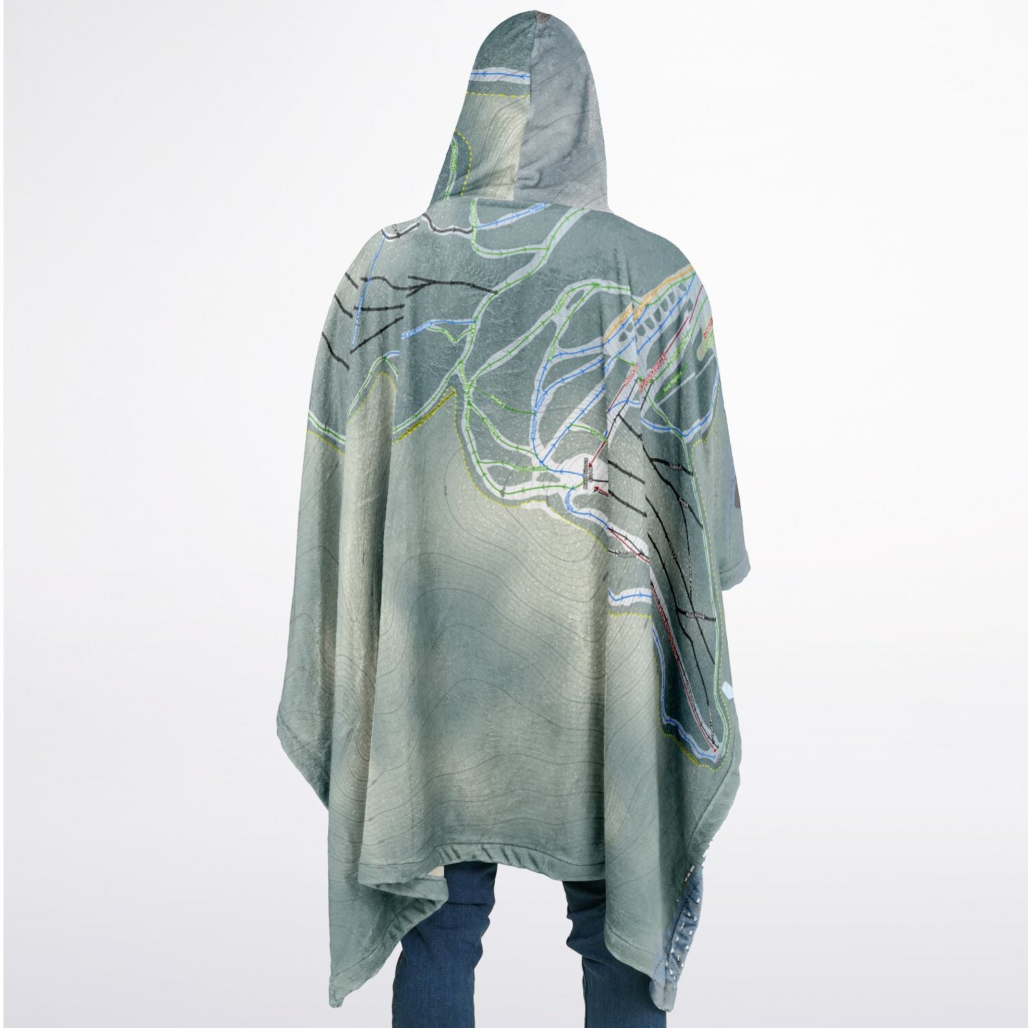 Mont Orford, Quebec Ski Resort Map Flannel Blanket Poncho