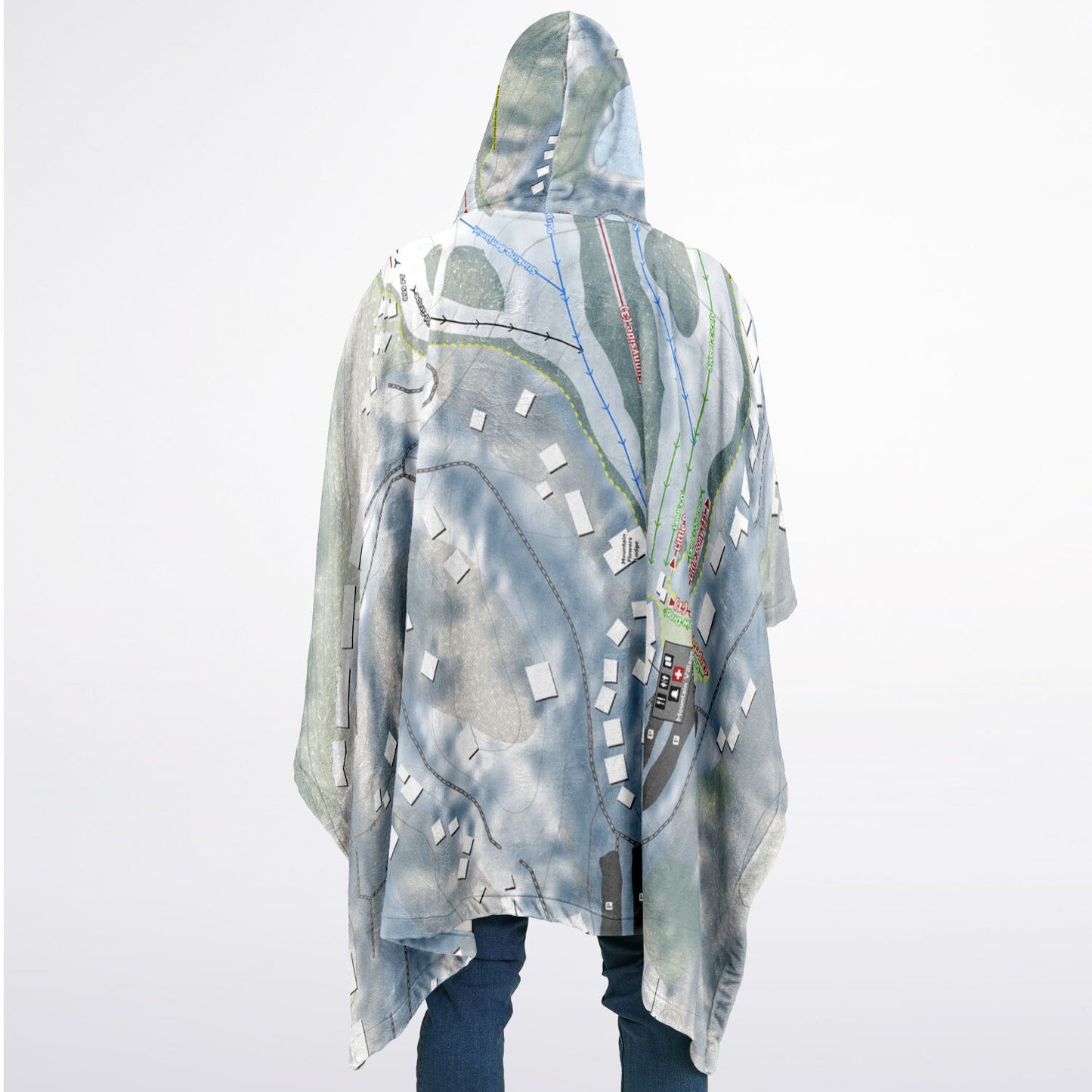 The Homestead, Michigan Ski Resort Map Flannel Blanket Poncho