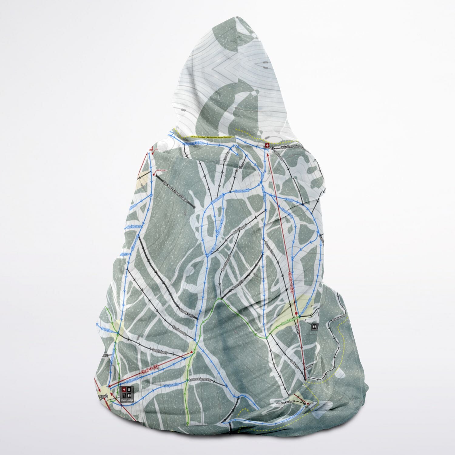 Silver Mountain, Idaho Ski Trail Map - Adult Hooded Blanket