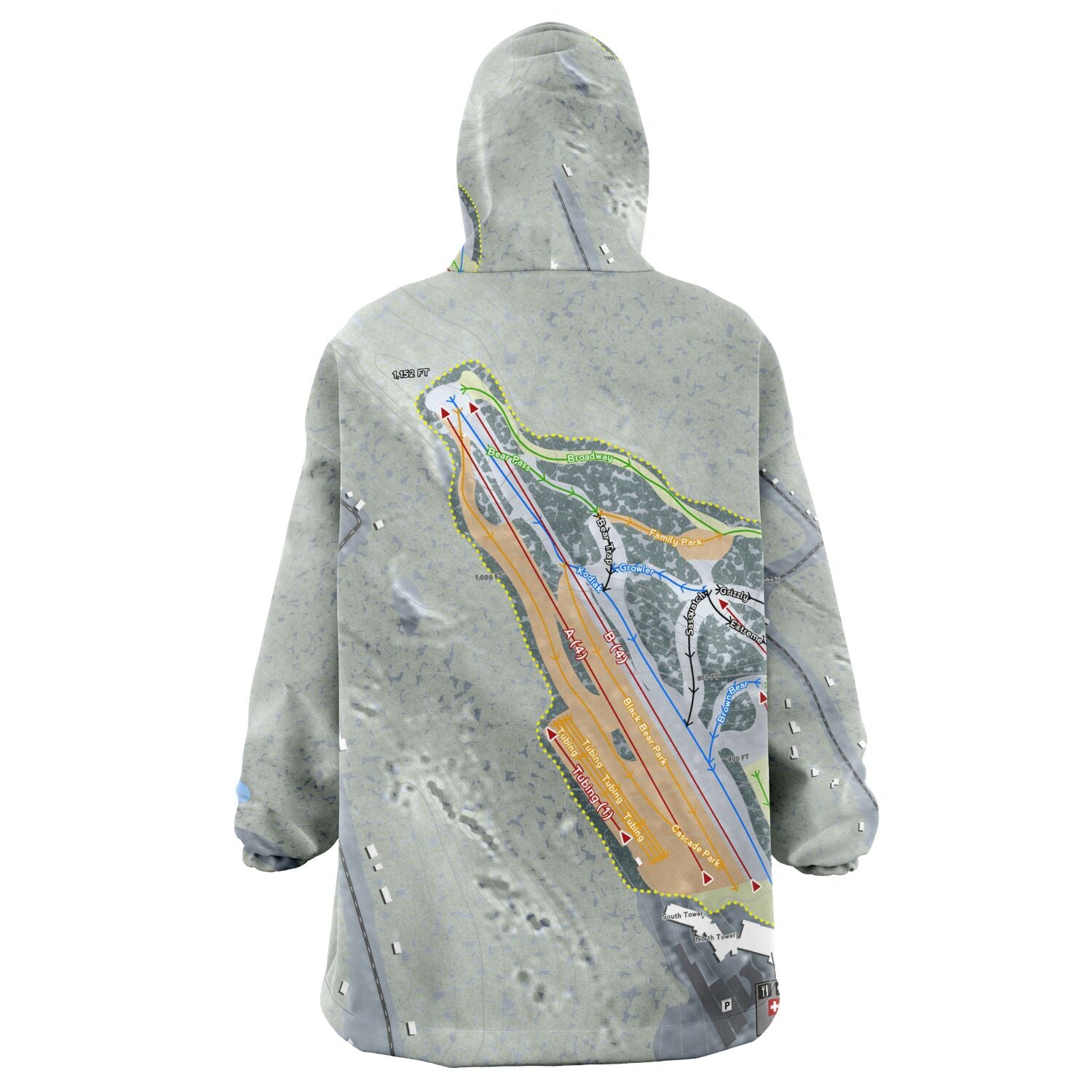 Bear Creek, Pennsylvania Ski Trail Map Snug Hoodie