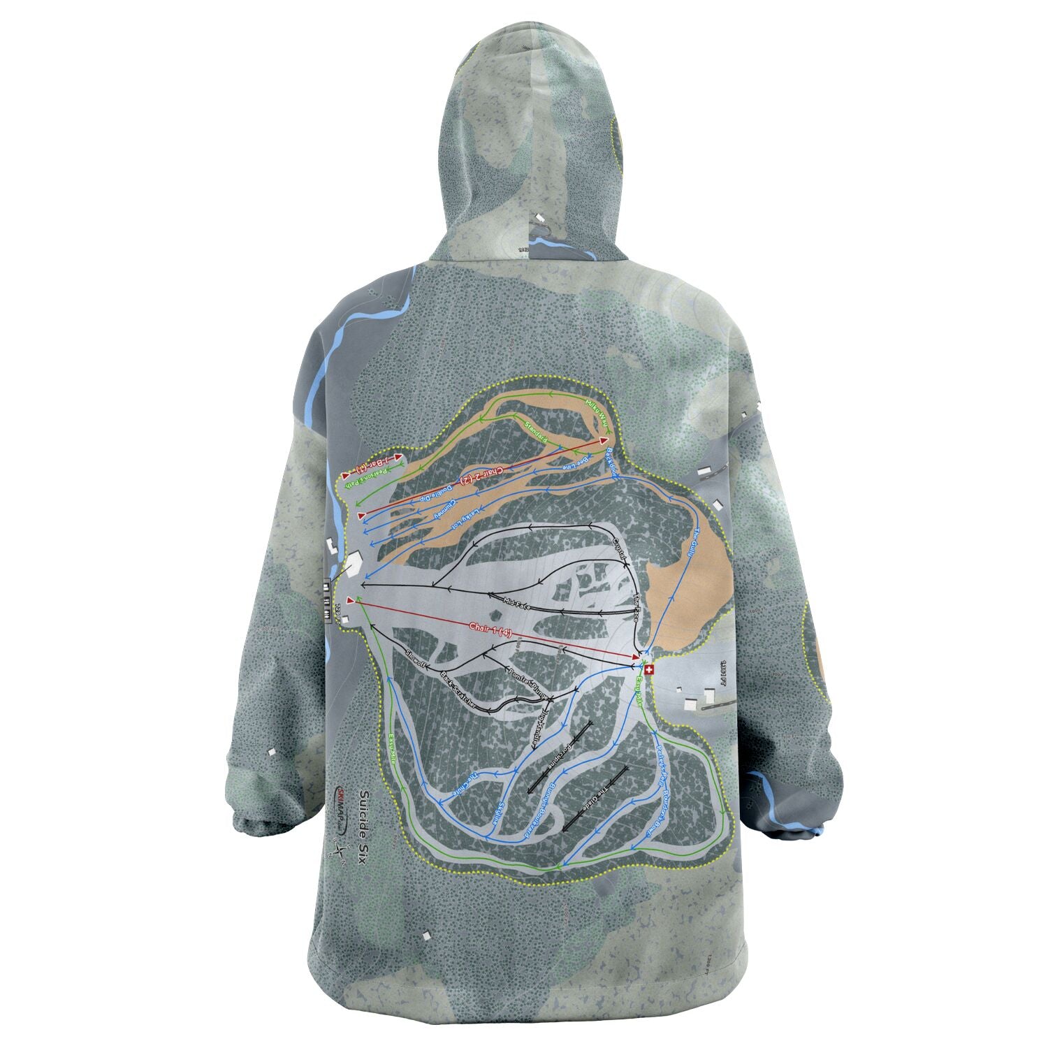 Suicide Six, Vermont Ski Trail Map - Snug Hoodie