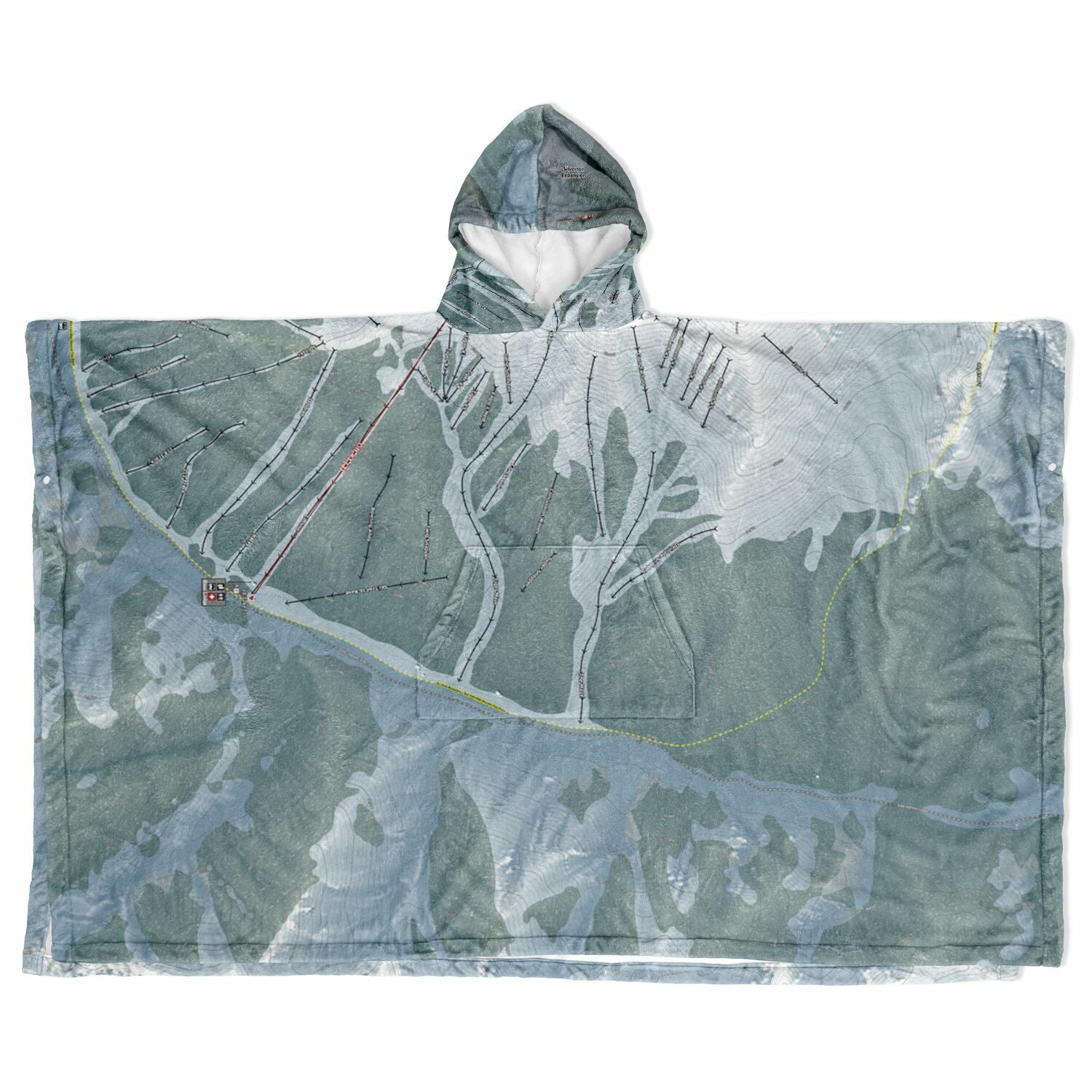Silverton Mountain, Colorado Ski Resort Map Flannel Blanket Poncho