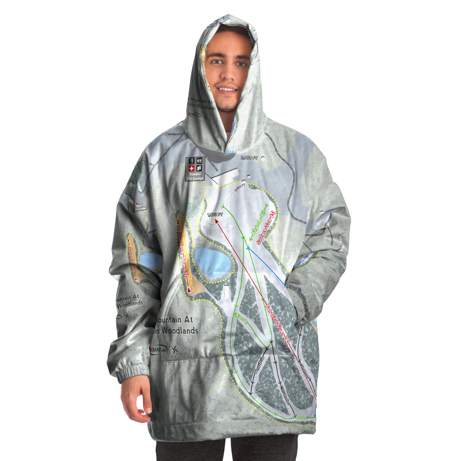 Mystic Mountain Nemacolin, Pennsylvania Ski Trail Map Snug Hoodie