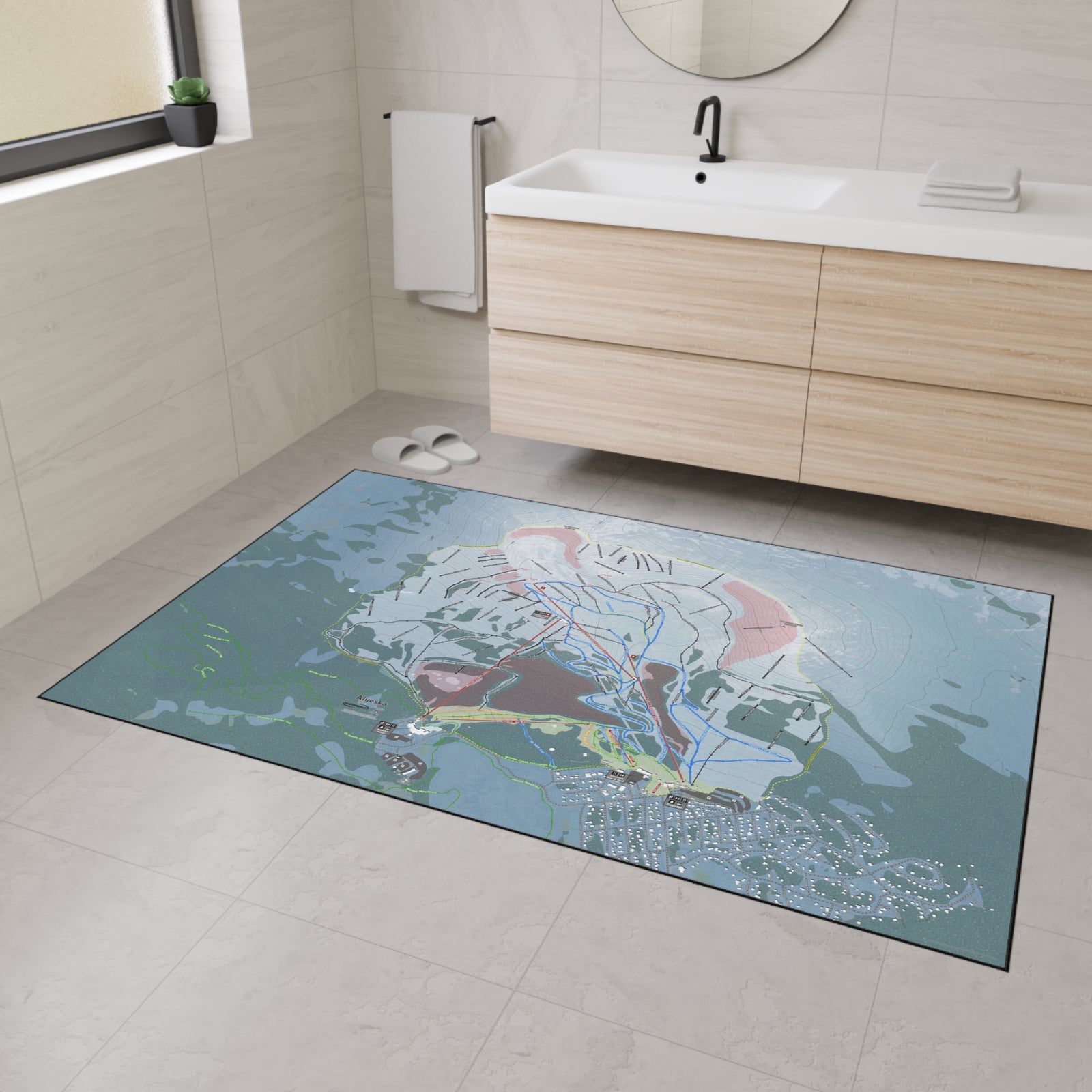 Alyeska, Alaska Ski Resort Map Heavy Duty Floor Mat