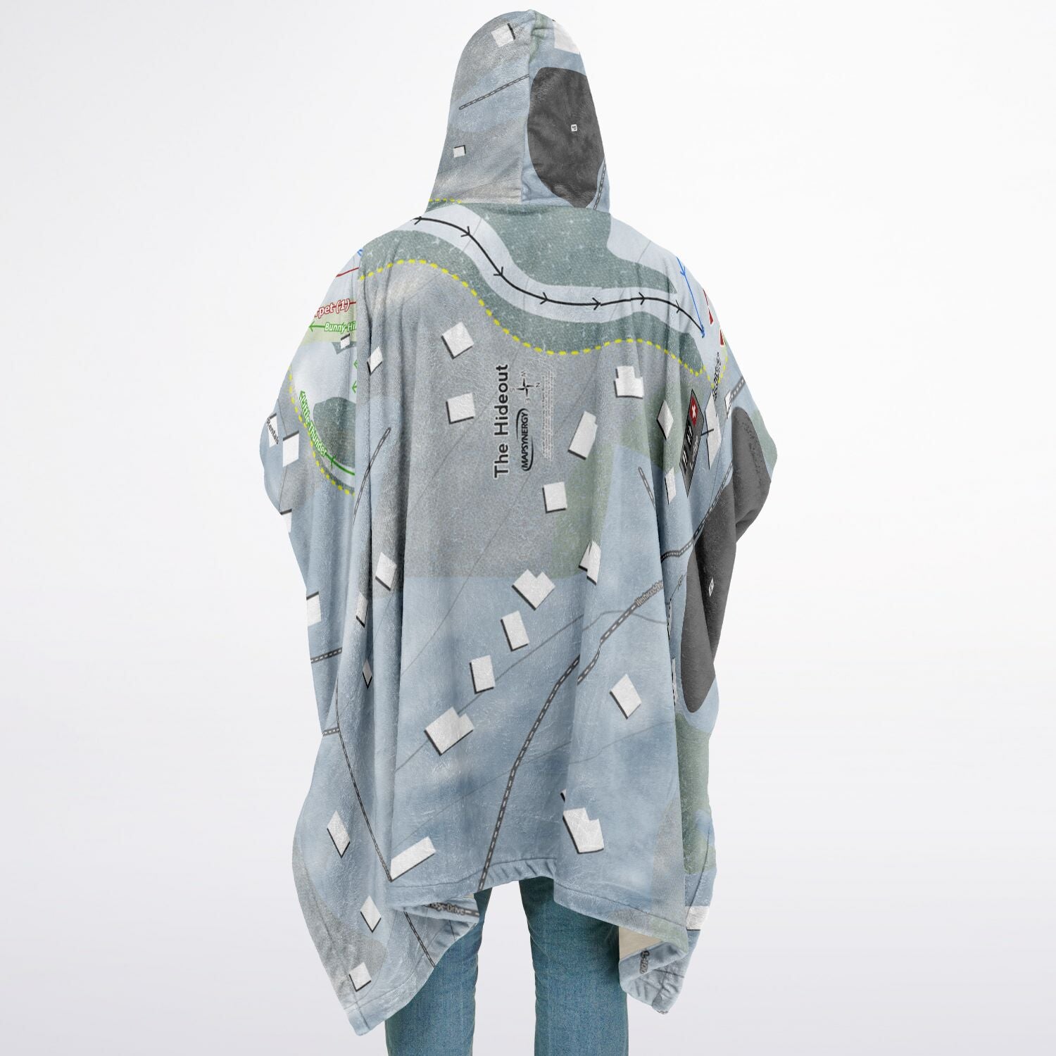 The Hideout, Pennsylvania Ski Resort Map Flannel Blanket Poncho