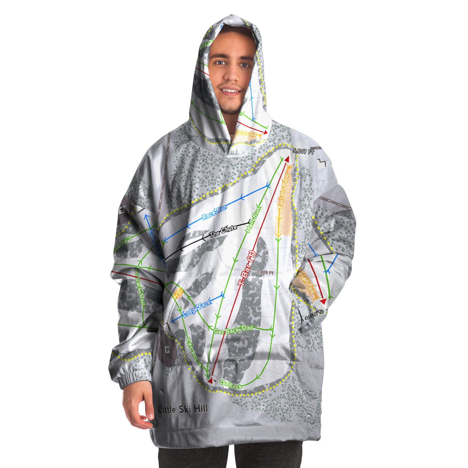 Little Ski Hill, Idaho Ski Trail Map Snug Hoodie