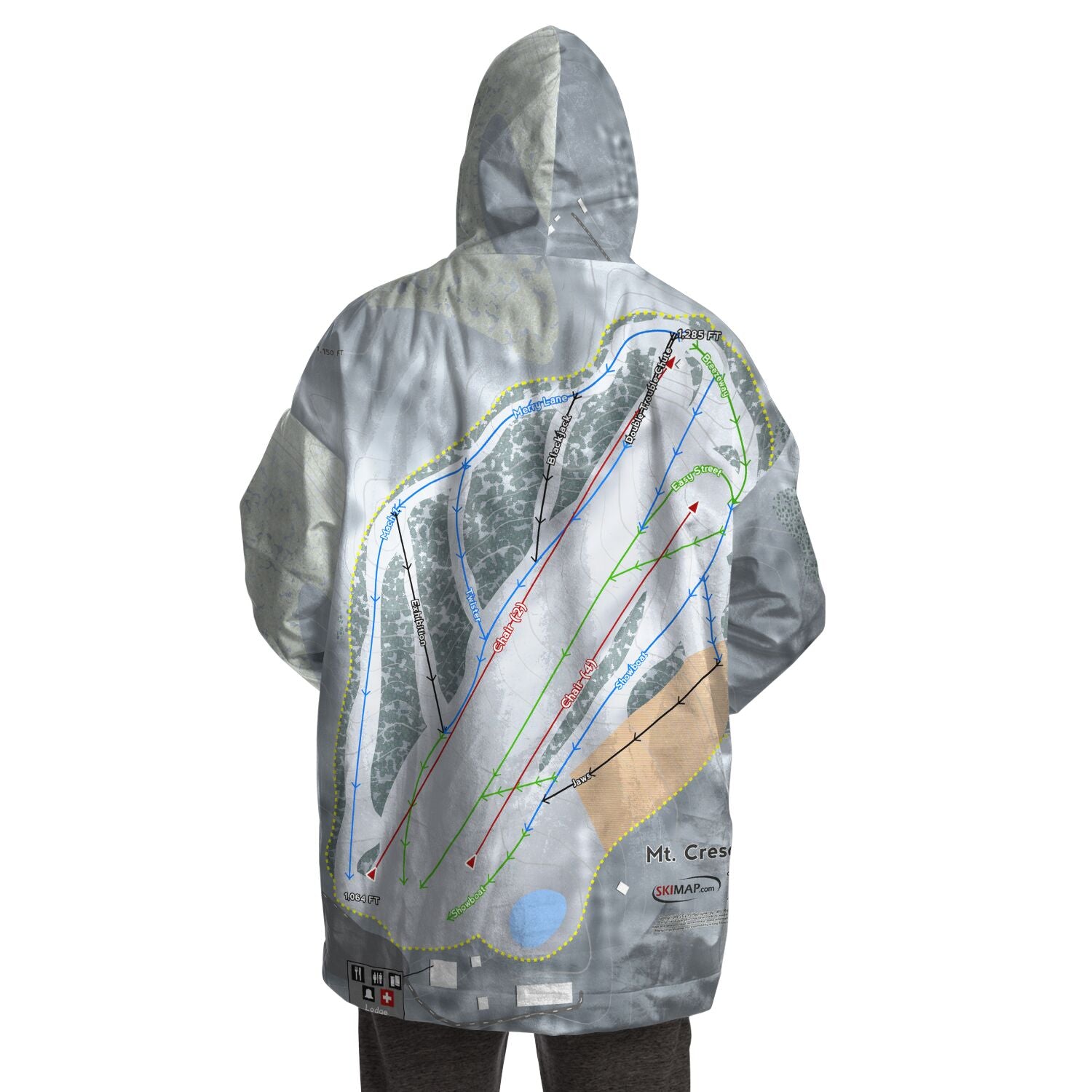 Mt Crescent, Iowa Ski Trail Map - Snug Hoodie