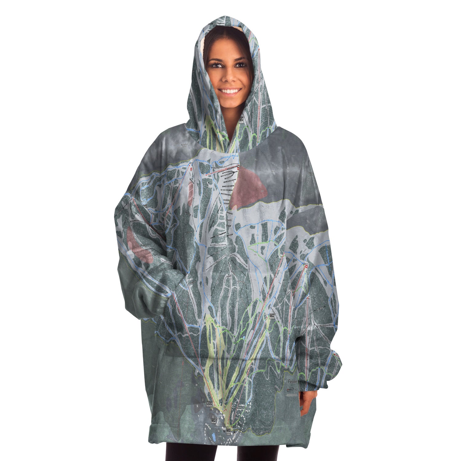 Fernie, British Columbia Ski Trail Map - Snug Hoodie