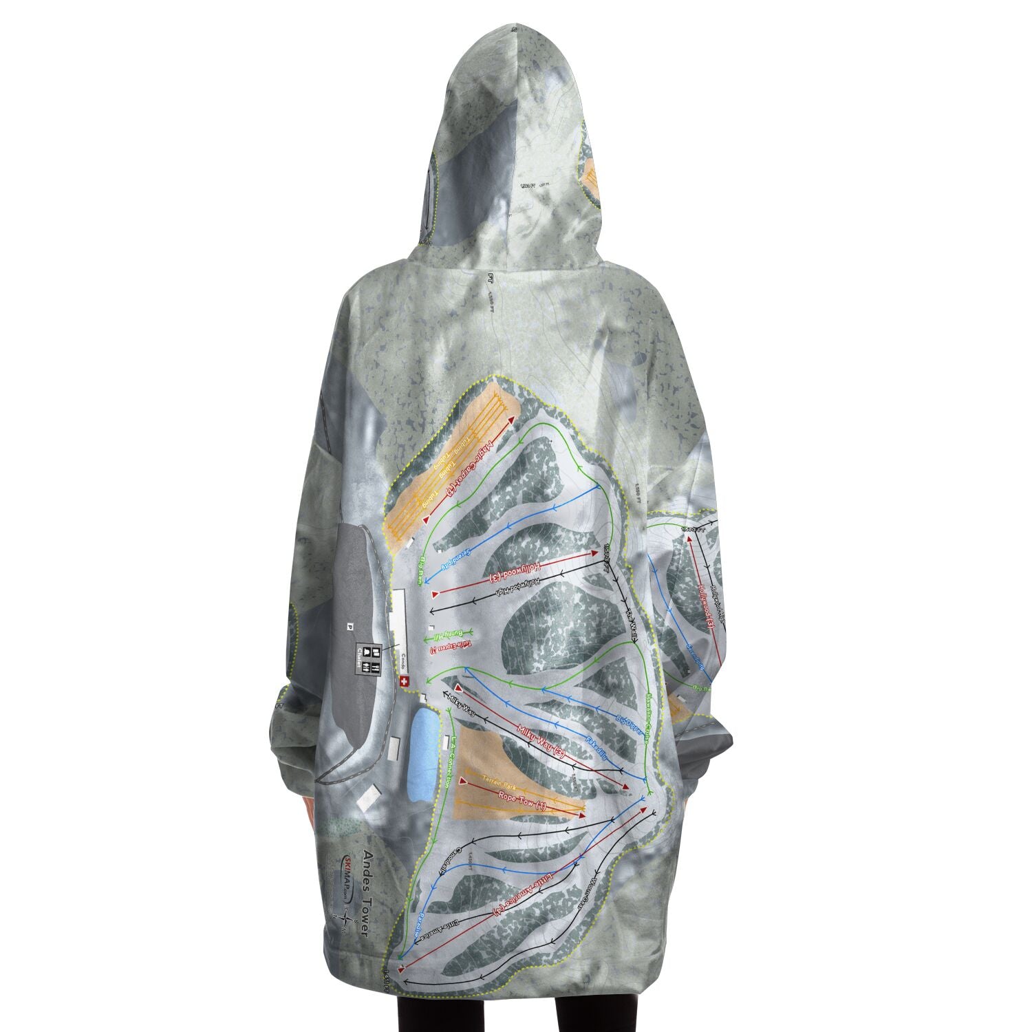 Andes Tower, Minnesota Ski Trail Map Snug Hoodie