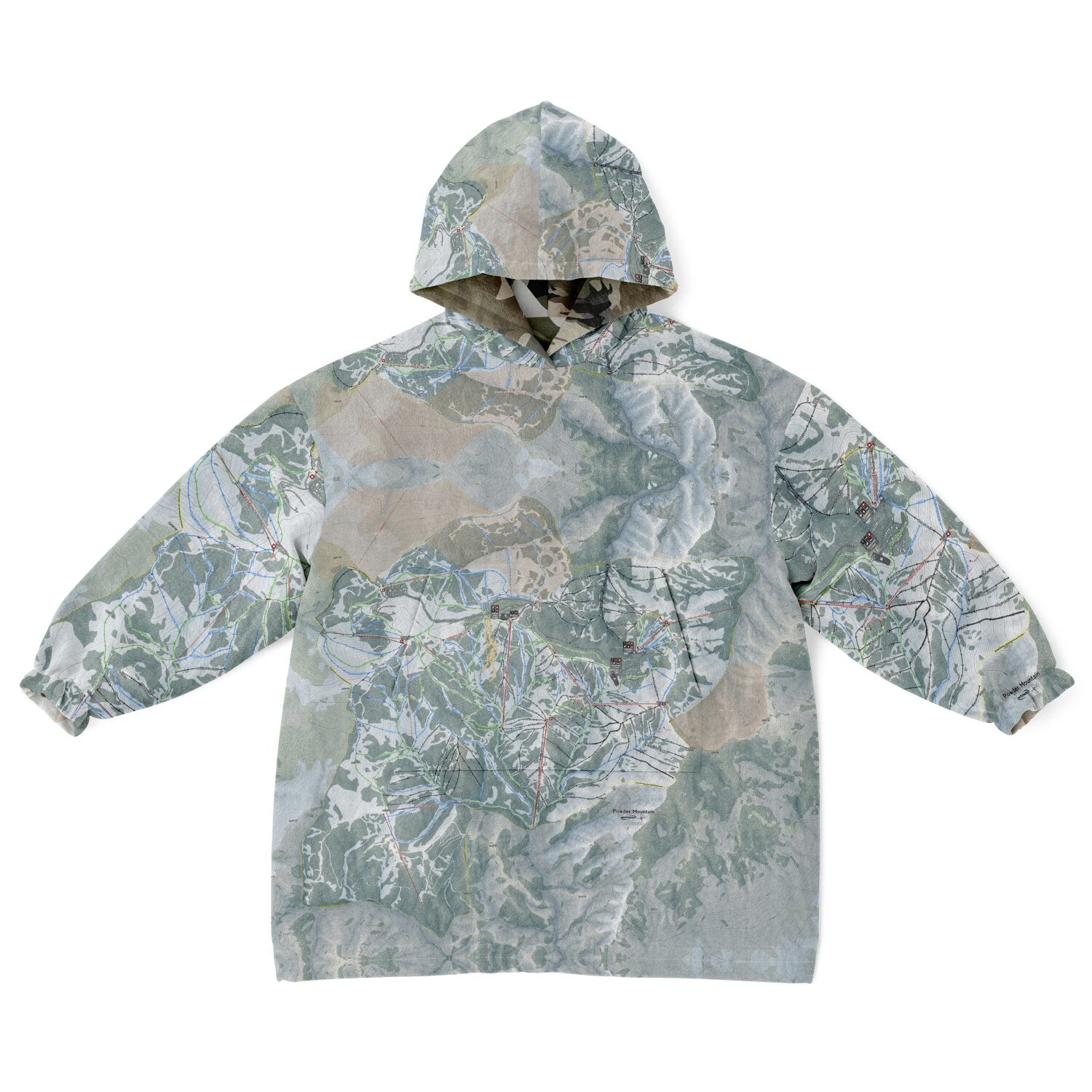Powder Mountain, Utah Ski Resort Map Reversible Snug Hoodie