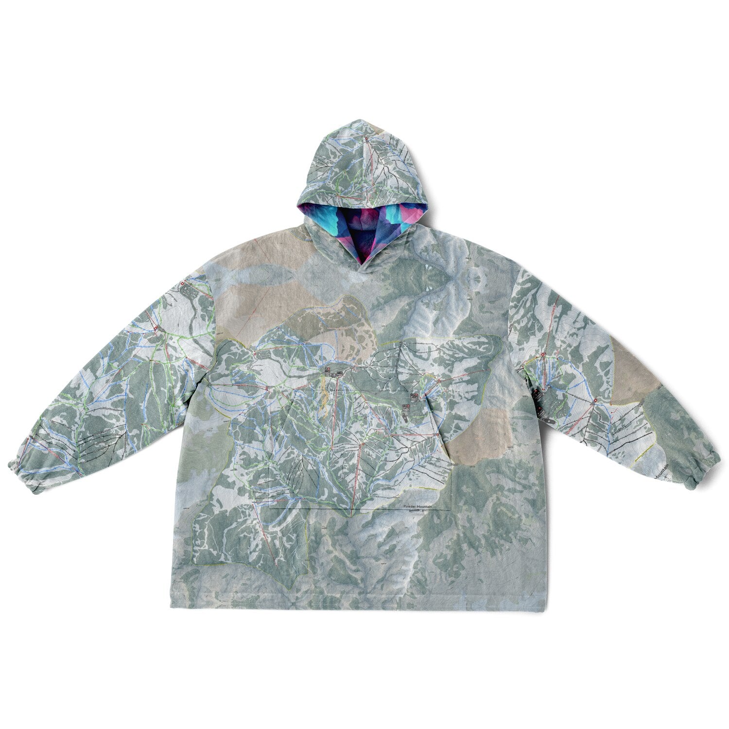 Powder Mountain, Utah Ski Resort Map Reversible Snug Hoodie