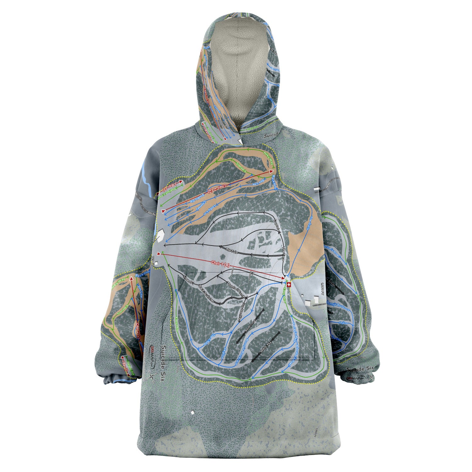 Suicide Six, Vermont Ski Trail Map - Snug Hoodie