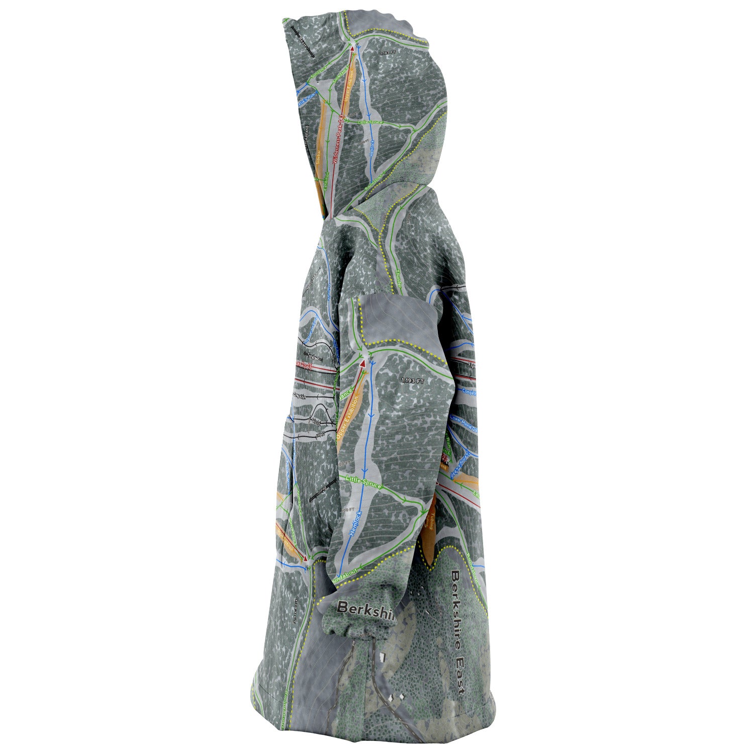 Berkshire East, Massachusetts Ski Trail Map - Snug Hoodie