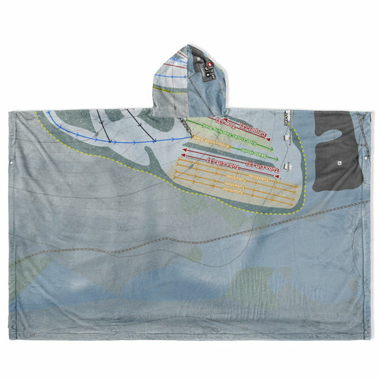 Ski Ward, Massachusetts Ski Resort Map Flannel Blanket Poncho