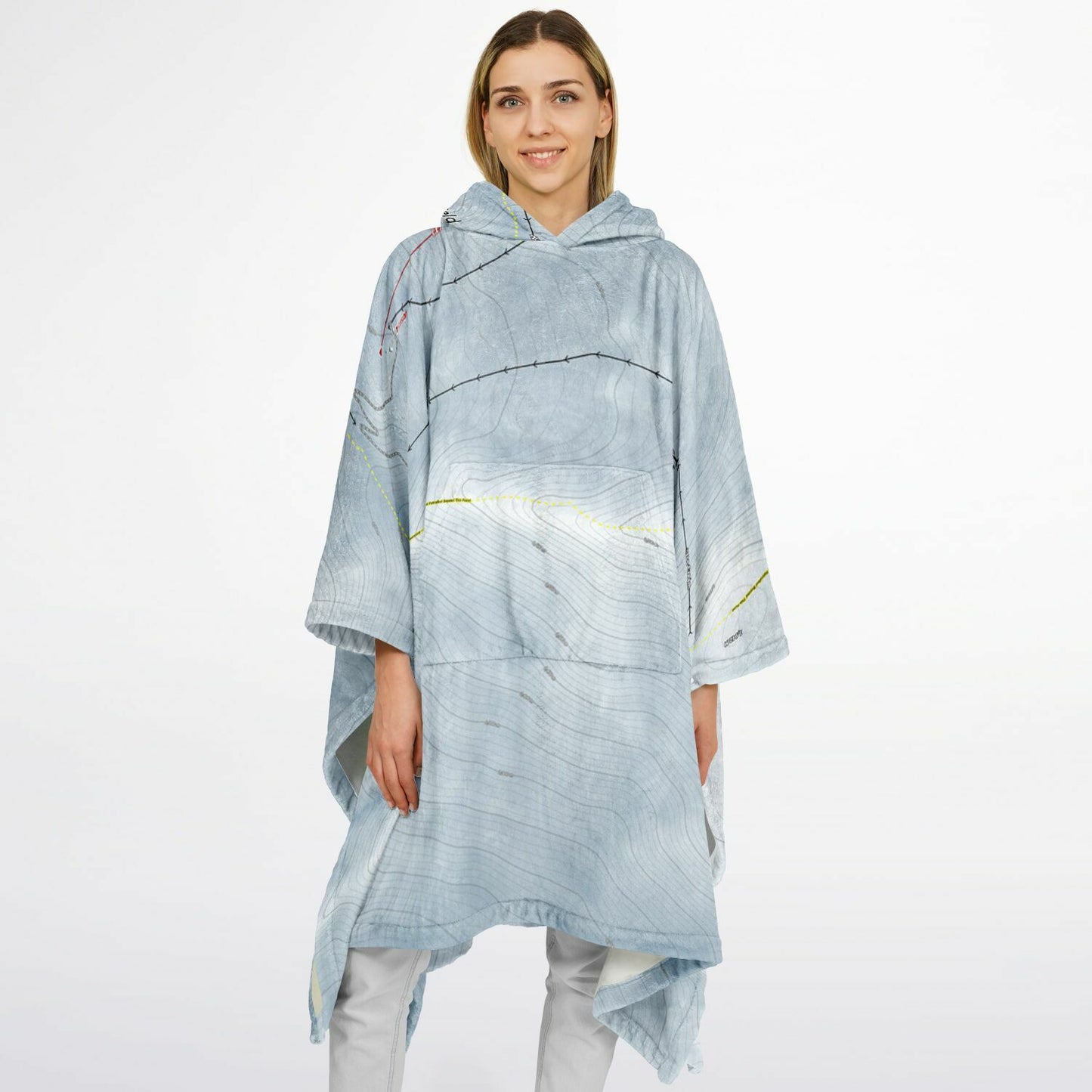 Awakino Ski Field, New Zealand Ski Resort Map Flannel Blanket Poncho - Powderaddicts
