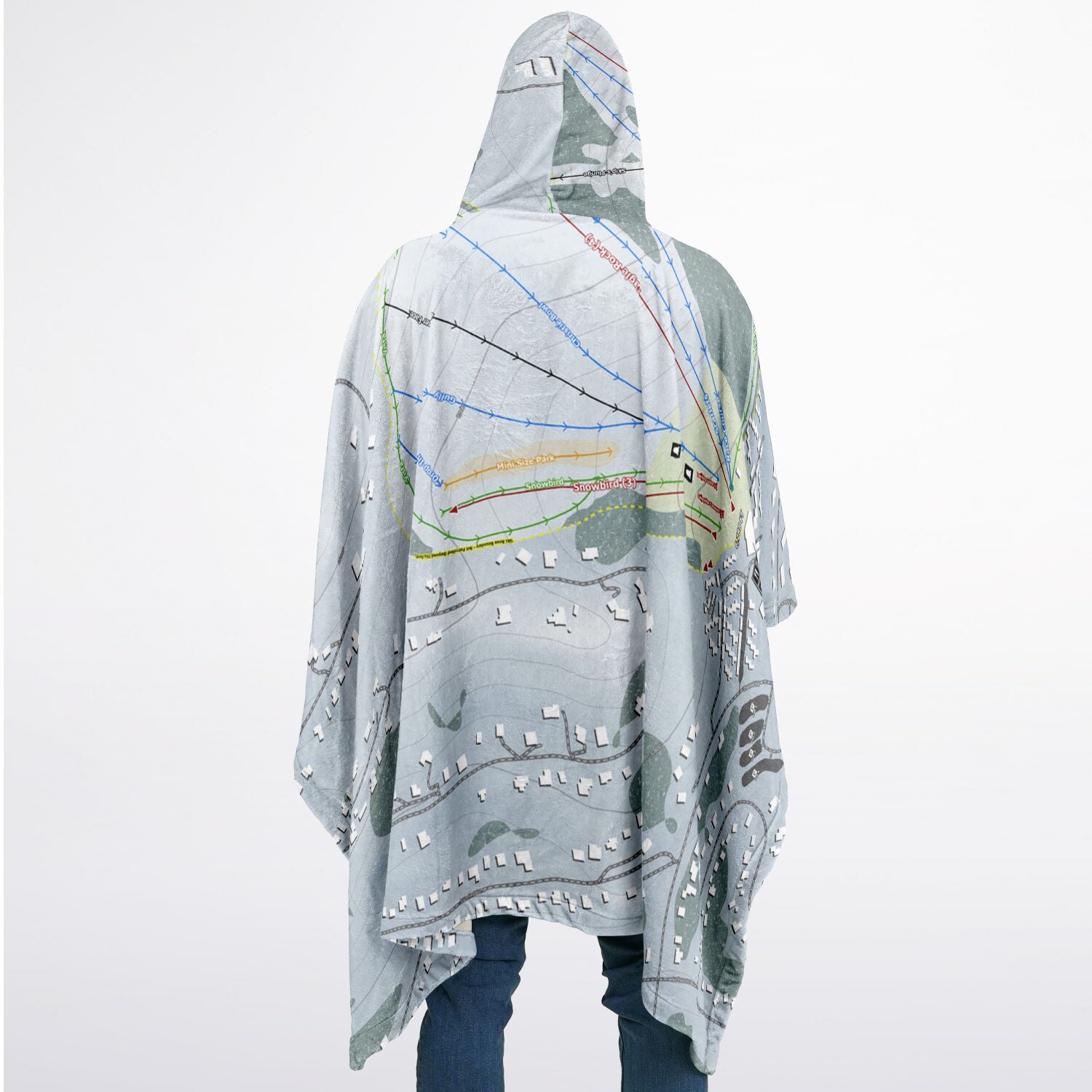 Tahoe Donner, California Ski Resort Map Flannel Blanket Poncho