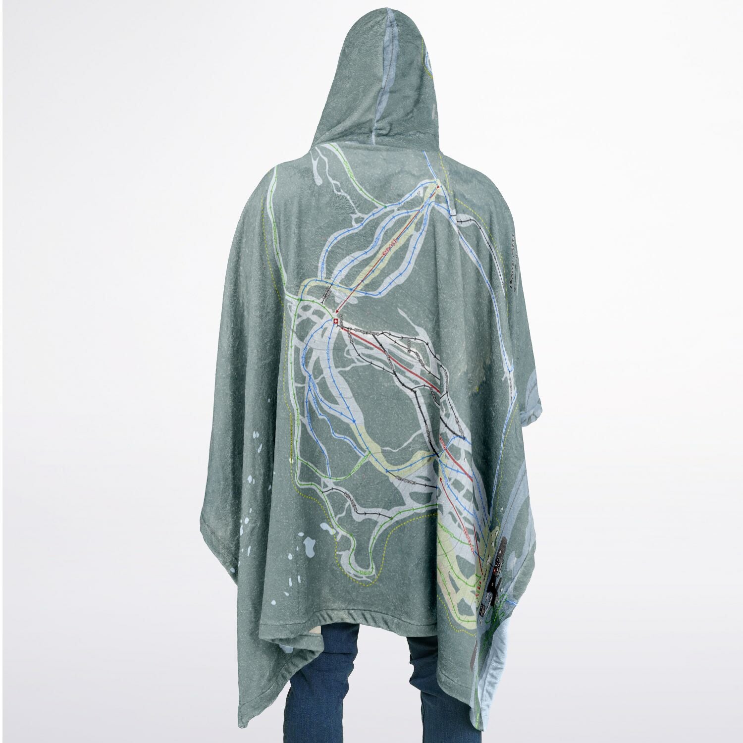 White Pass, Washington Ski Resort Map Flannel Blanket Poncho