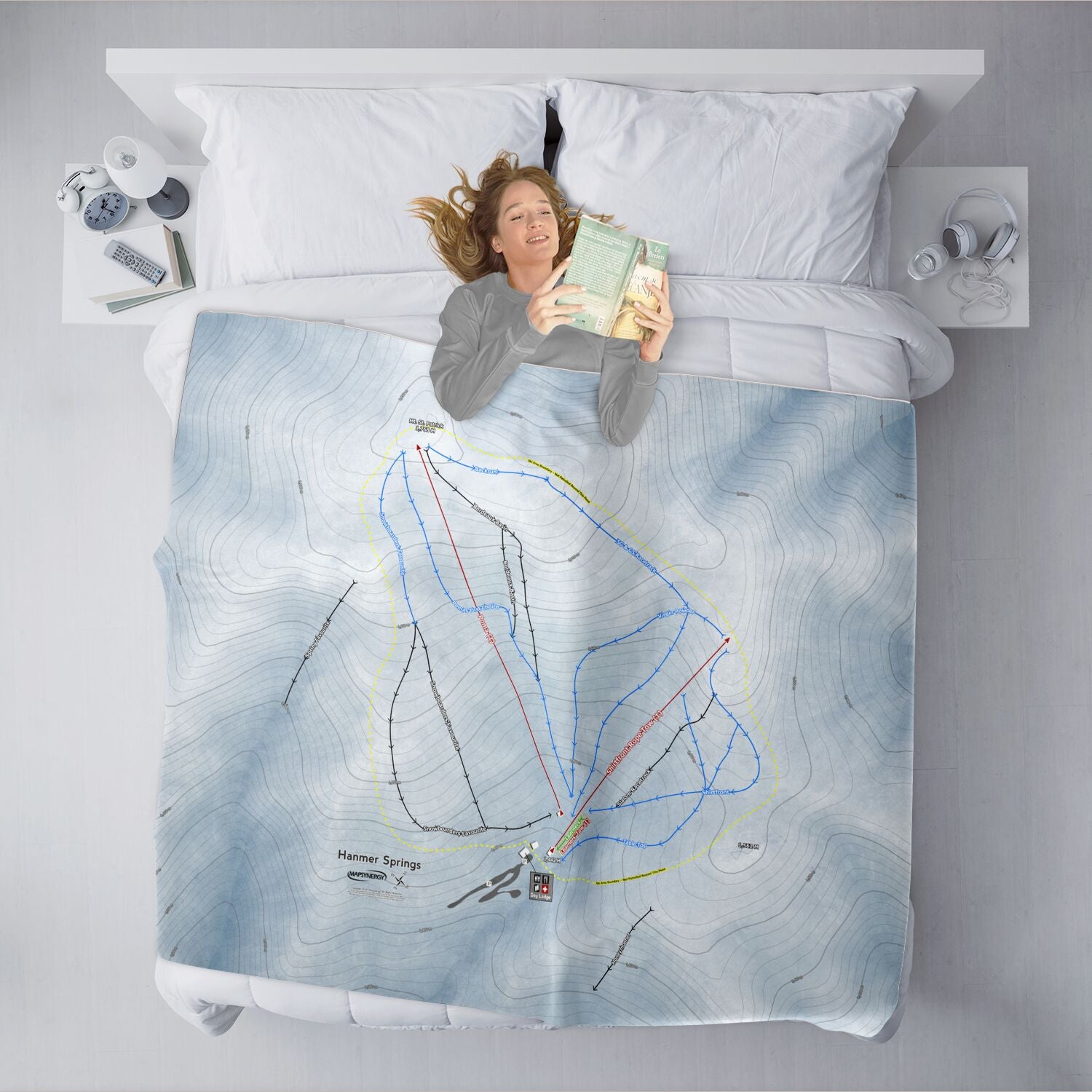 Hanmer Springs, New Zealand Ski Resort Map XL Blanket