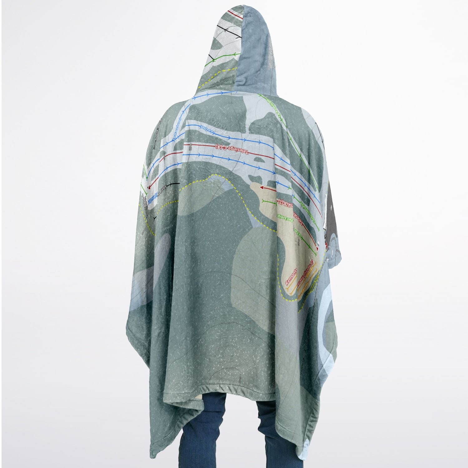 Mont Ti-Basse, Quebec Ski Resort Map Flannel Blanket Poncho