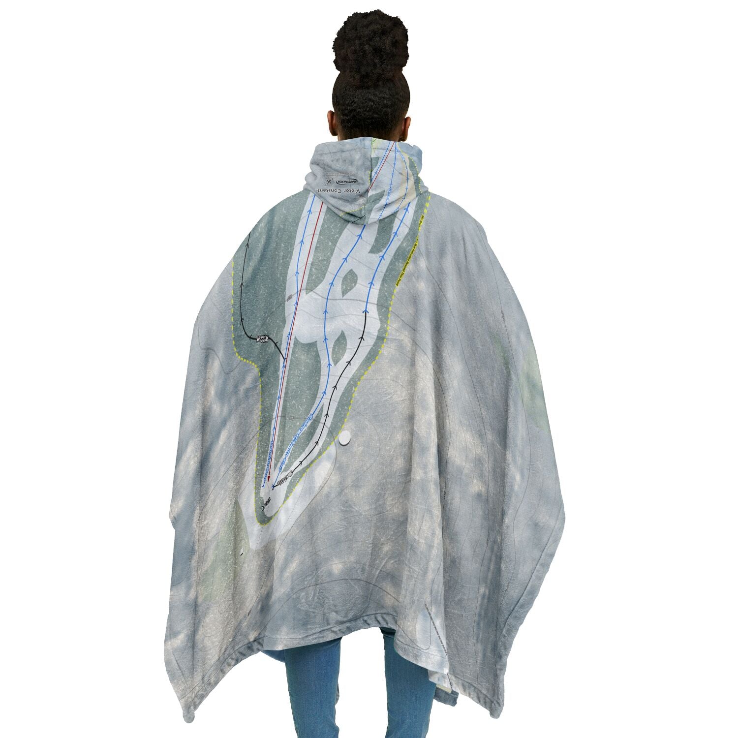 Victor Constant, New York Ski Resort Map Flannel Blanket Poncho