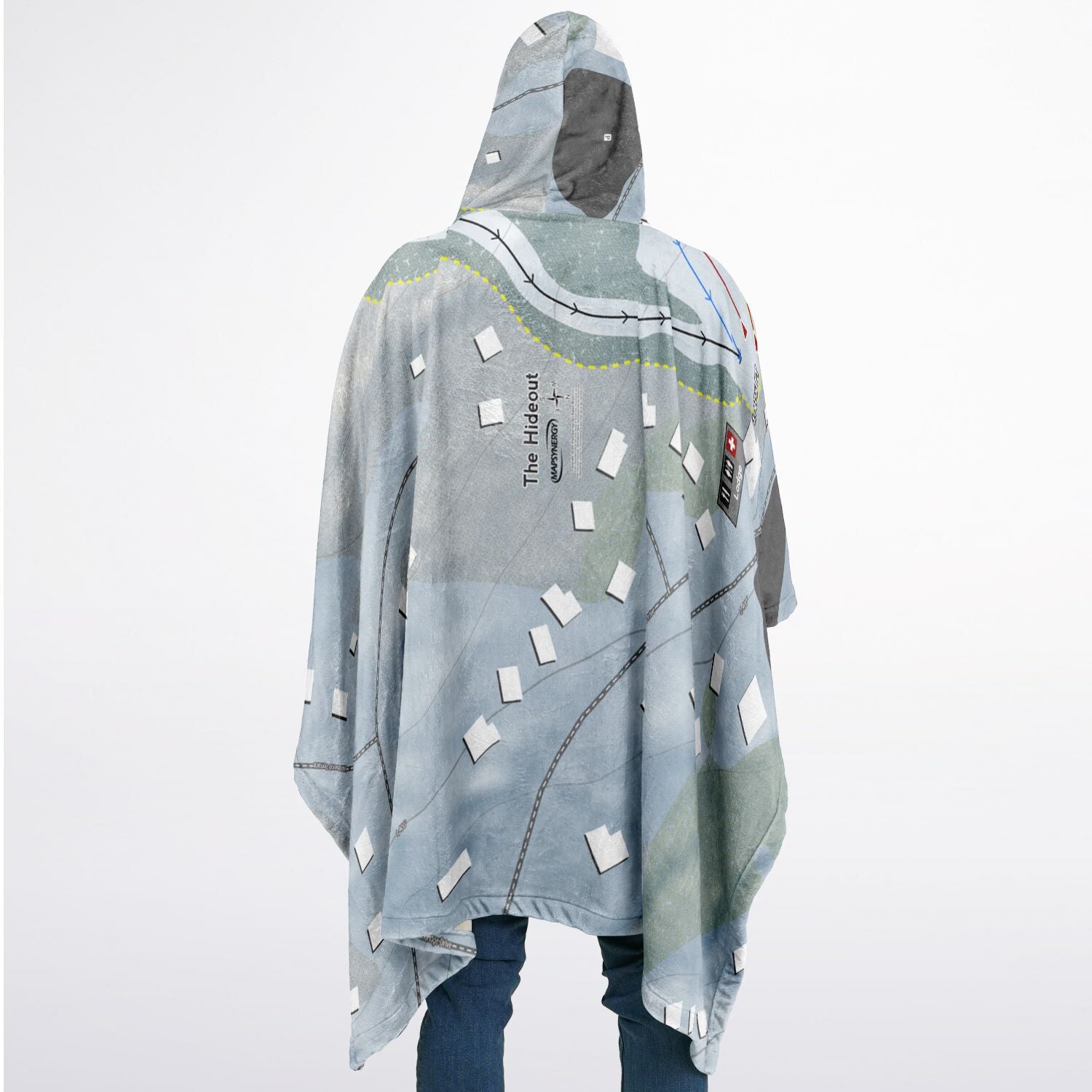 The Hideout, Pennsylvania Ski Resort Map Flannel Blanket Poncho